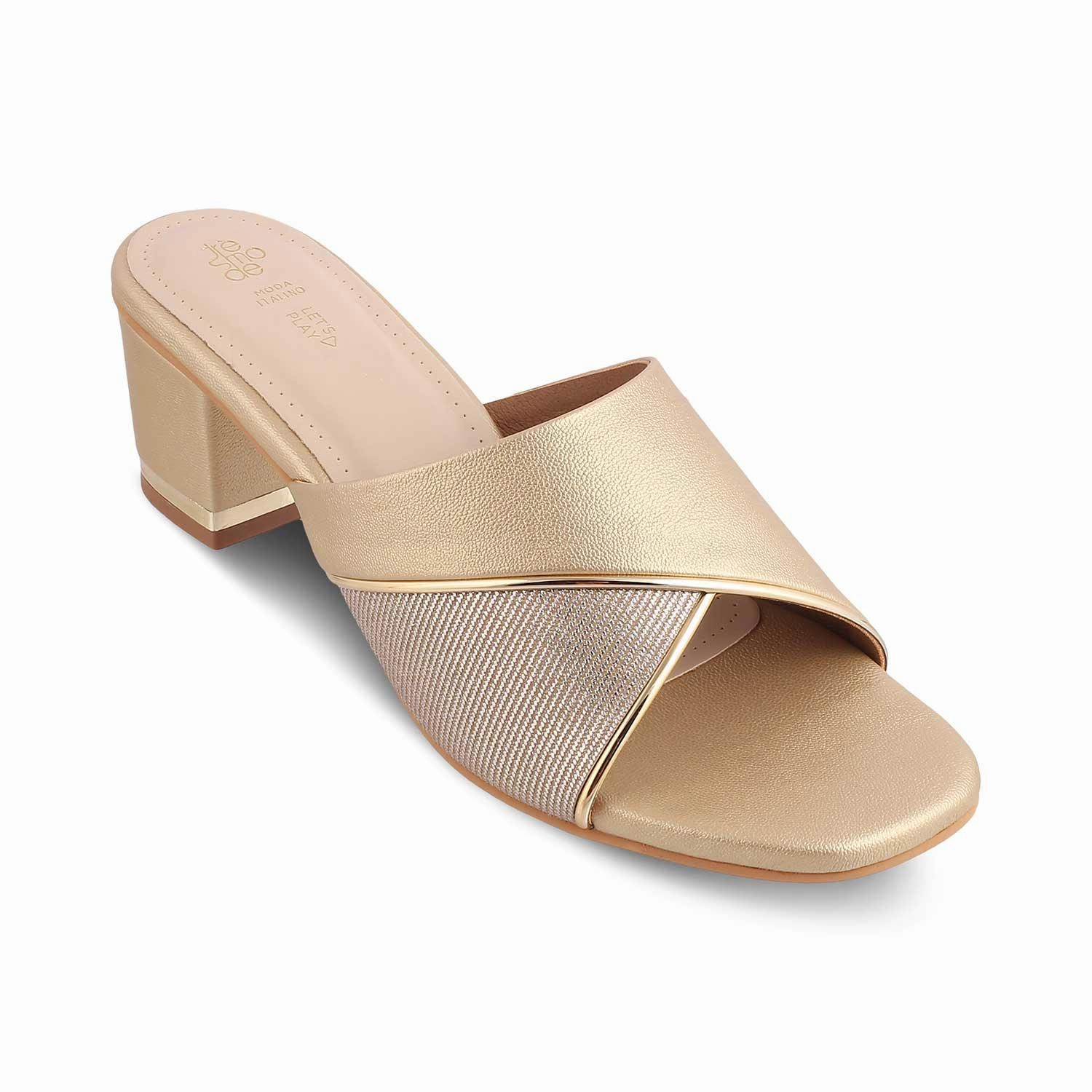 Sandals In Beige The Macky Gold Women's Dress Block Heel Sandals Tresmode