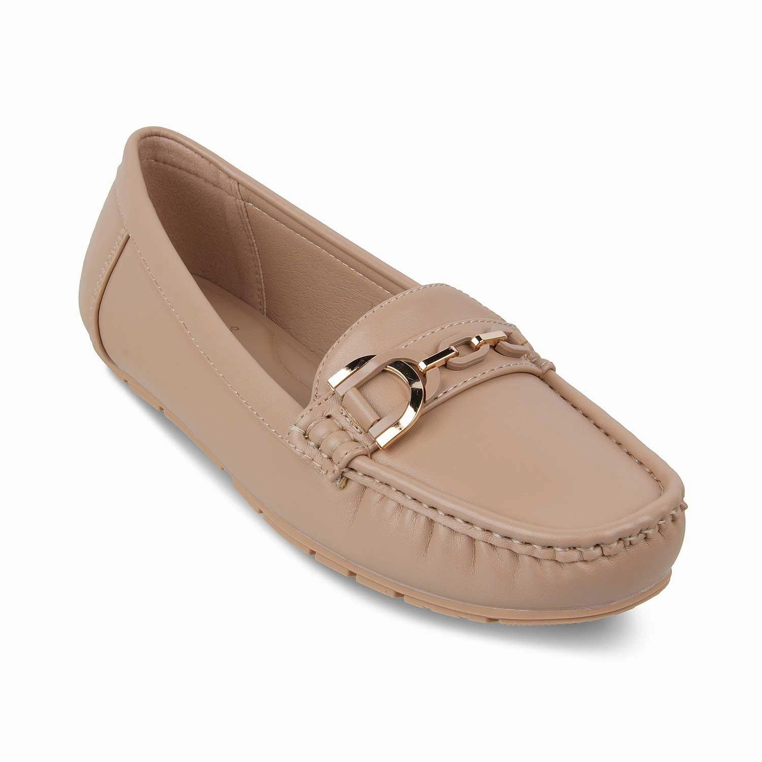 The Miko Beige Women's Dress Loafers Tresmode Platform Loafers With Tassels