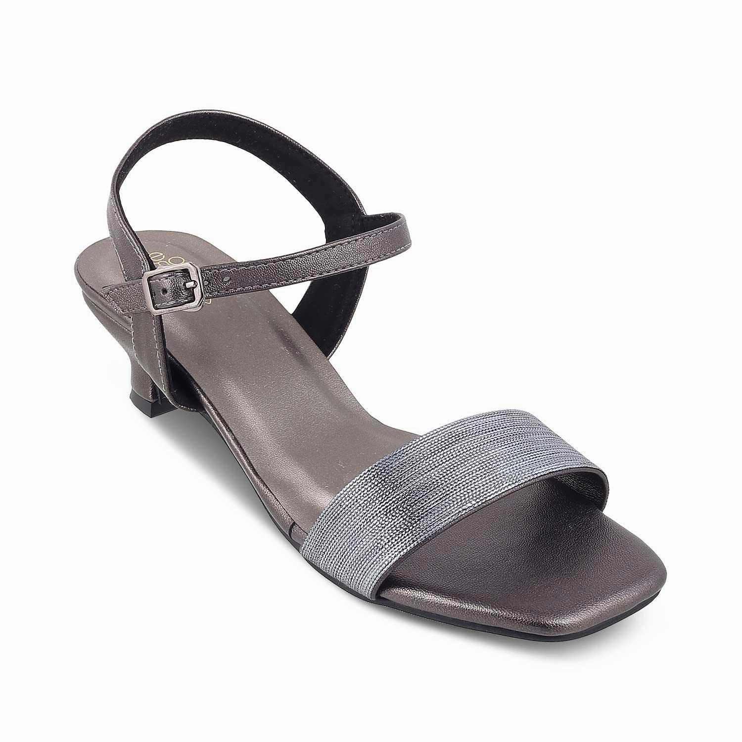Tom Sandals The Monty Pewter Women's Dress Block Heel Sandals Tresmode