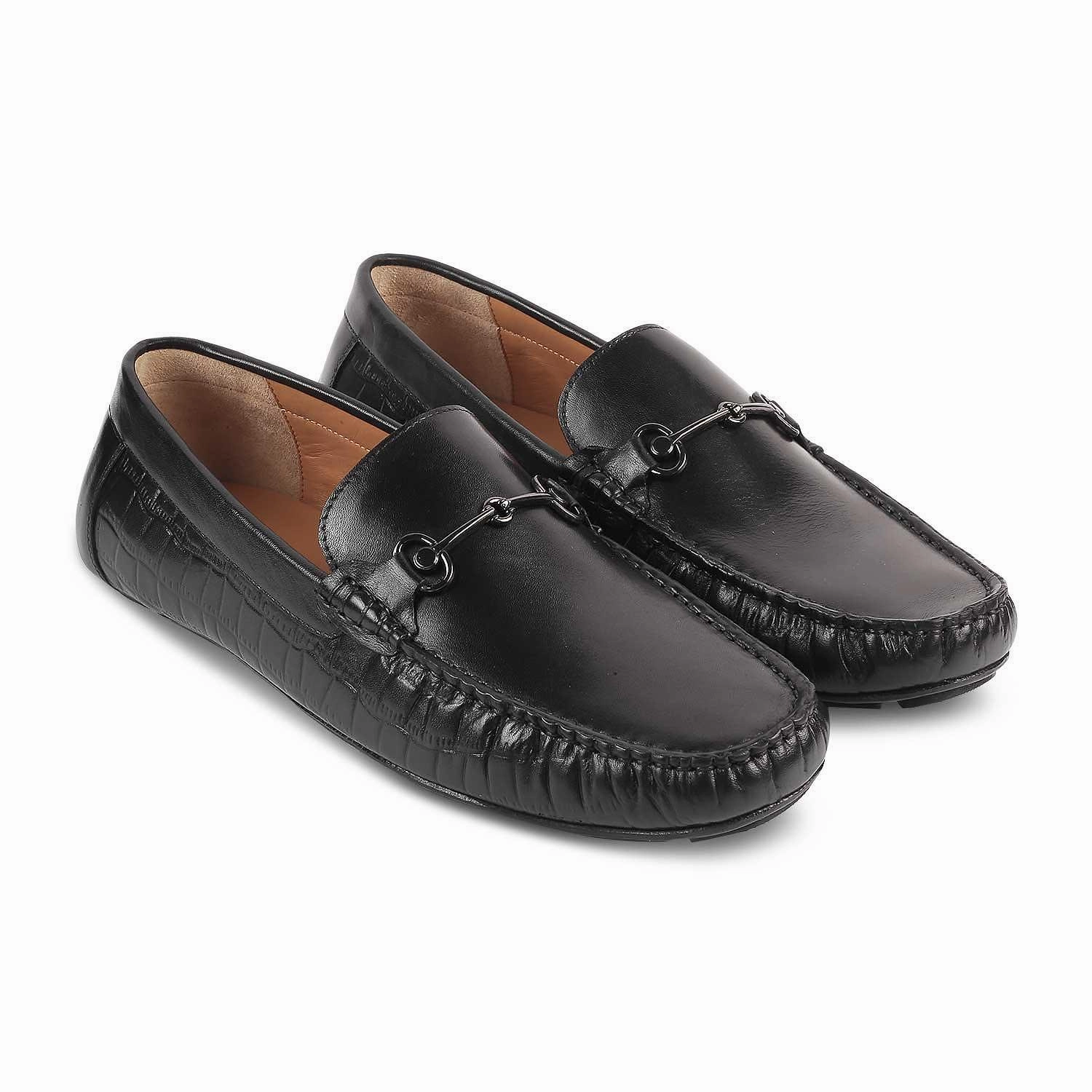 Loafers With Silver The Port Black Men's Leather Driving Loafers Tresmode