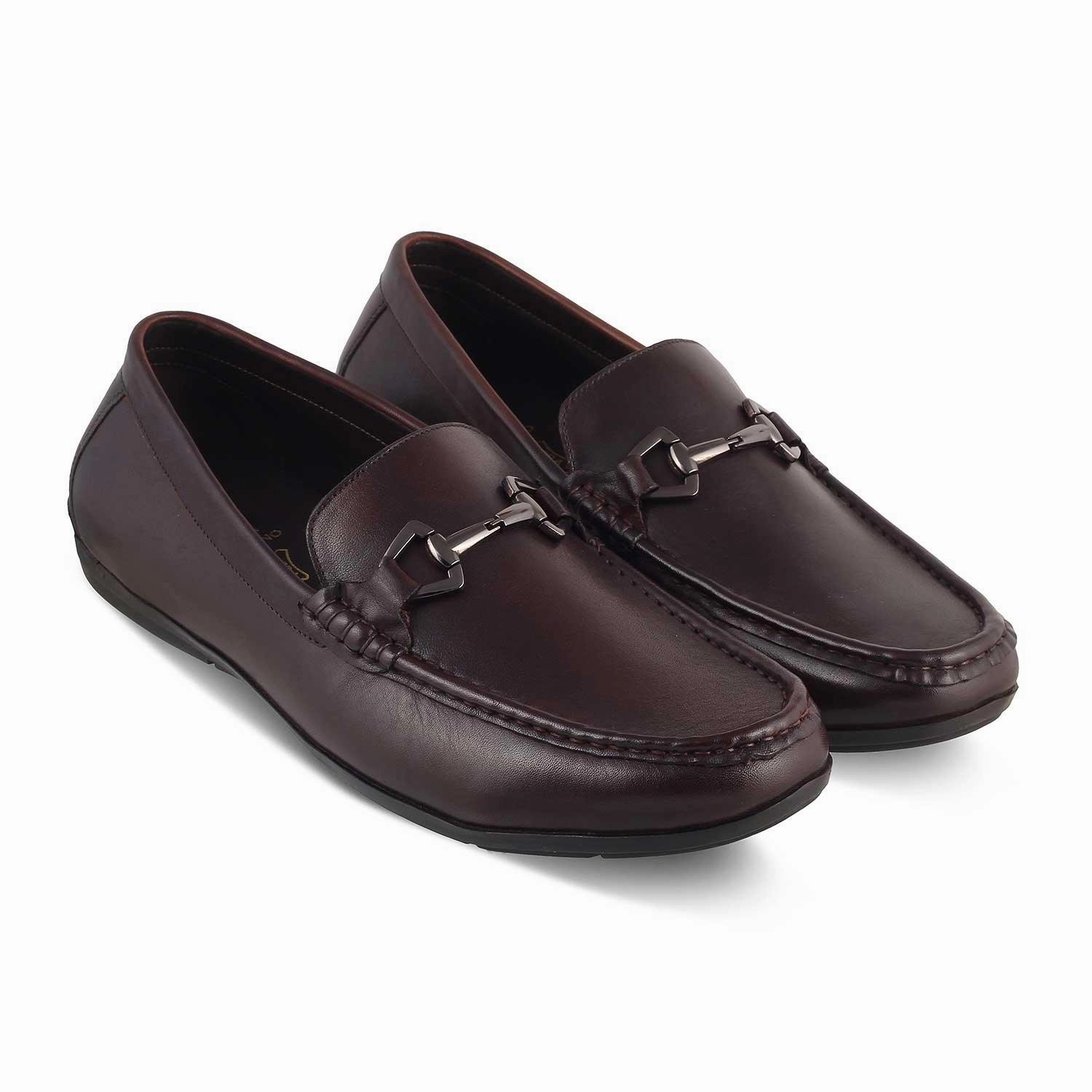 The Rhodes Brown Men's Leather Driving Loafers Tresmode Loafers Slip On