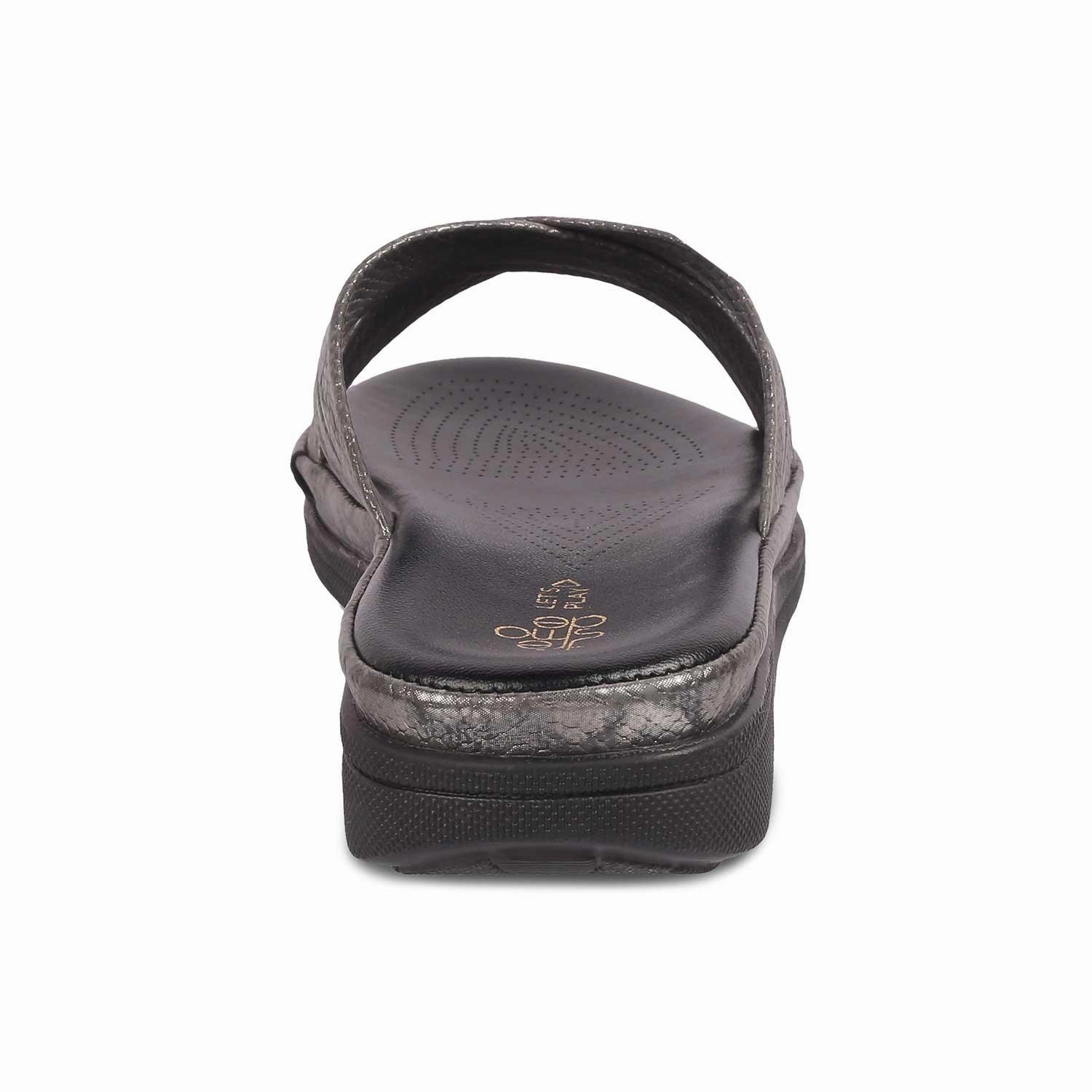 The Slide Black Women's Casual Flats Tresmode Wide Flat Shoes