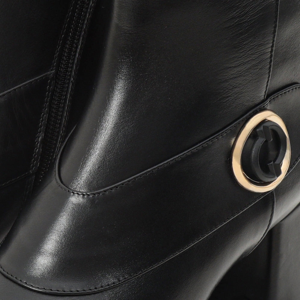 The Windsor Black Leather Block Heel Women Boot Chelsea Boots Homme