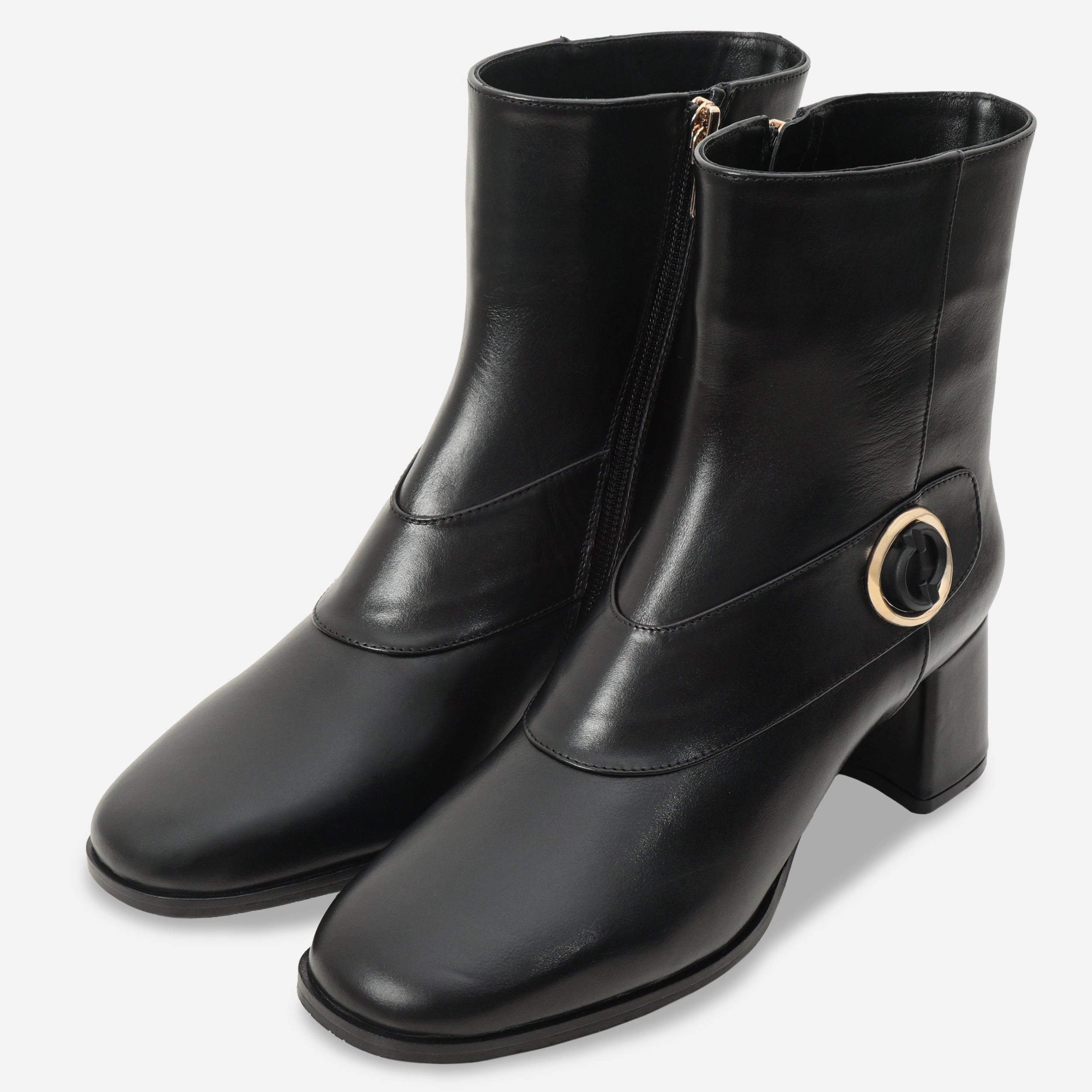 The Windsor Black Leather Block Heel Women Boot Leather Chelsea Boots With Zip
