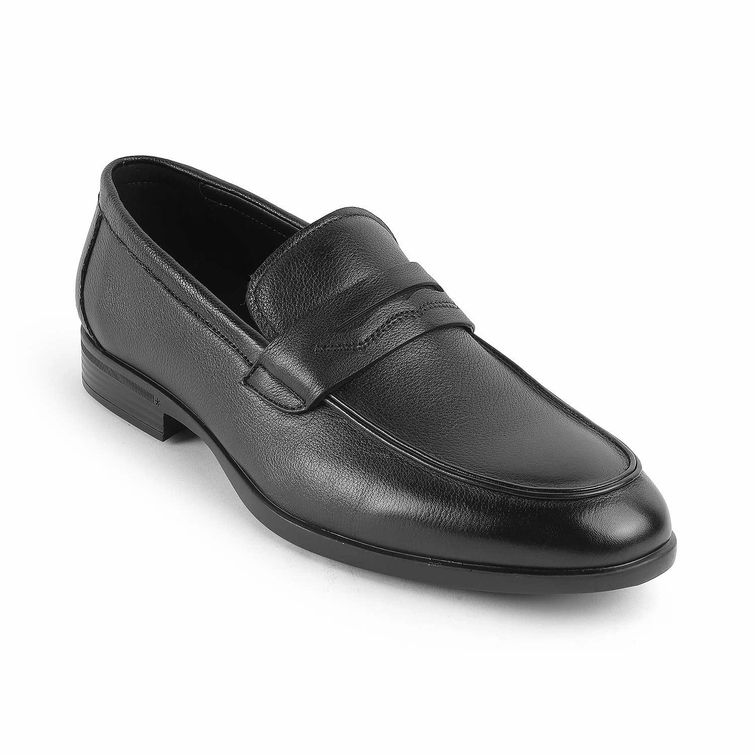 Tresmode Yesi Black Men's Leather Penny Loafers Loafers Wide Width