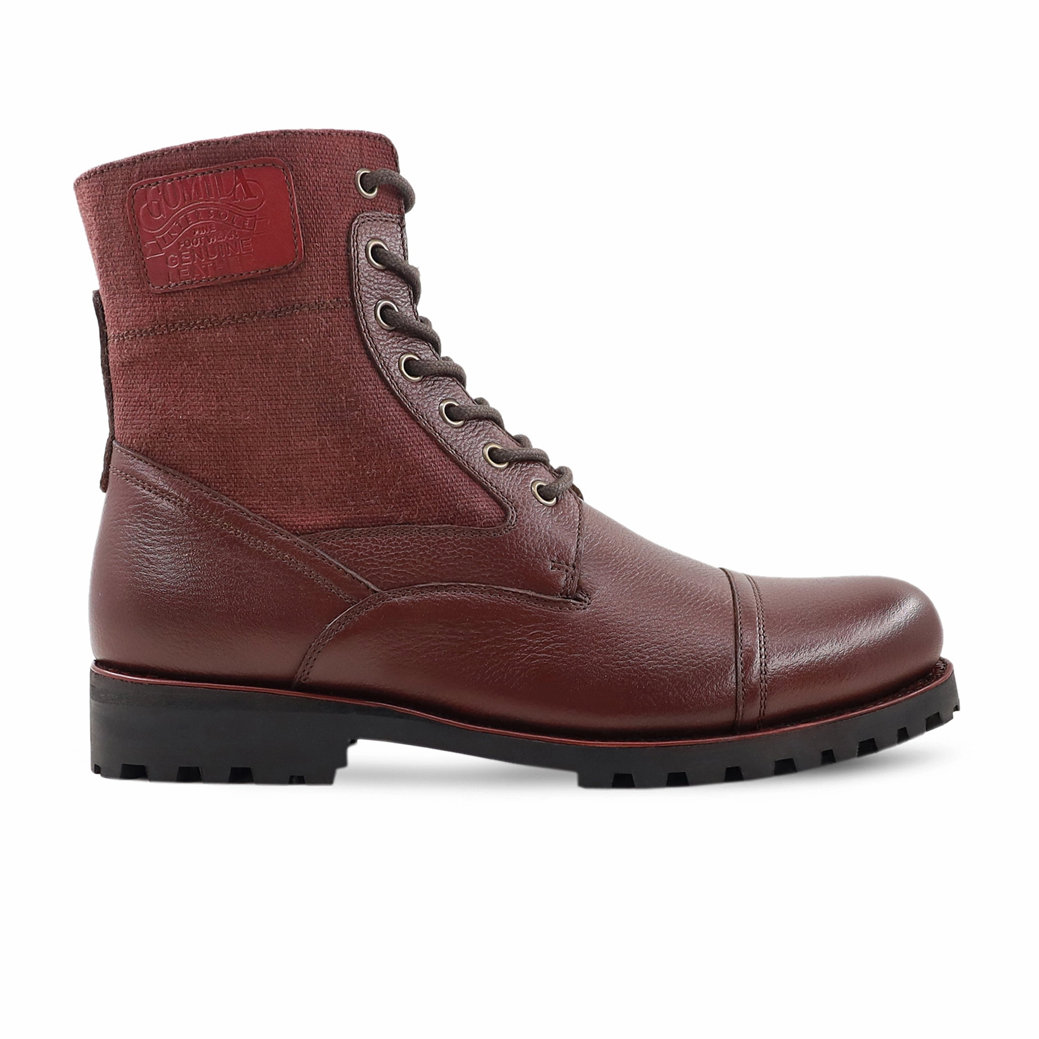 Gabriel - Men's Oxblood Pebble Grain Leather and Tweed Boot Chaparral Boots