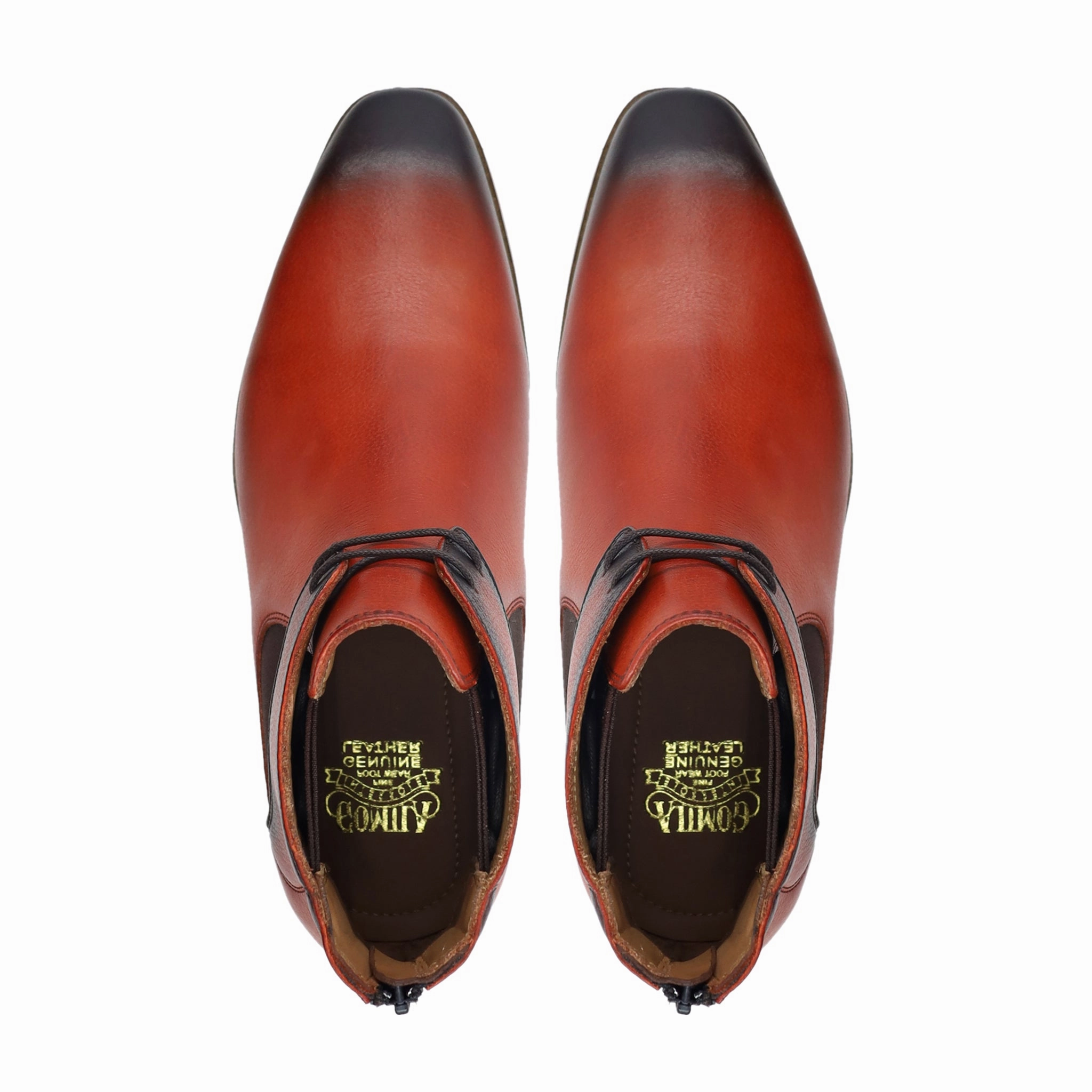 Tofua - Men's Burnished Orange Tan Pebble Grain Leather Boot King Toe Boots