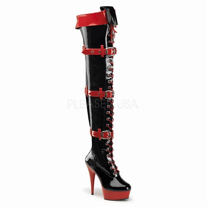 6" Lace-Up Buckle Platform Thigh Boot (Medic-3028) Dorothy Leather Ankle Boots