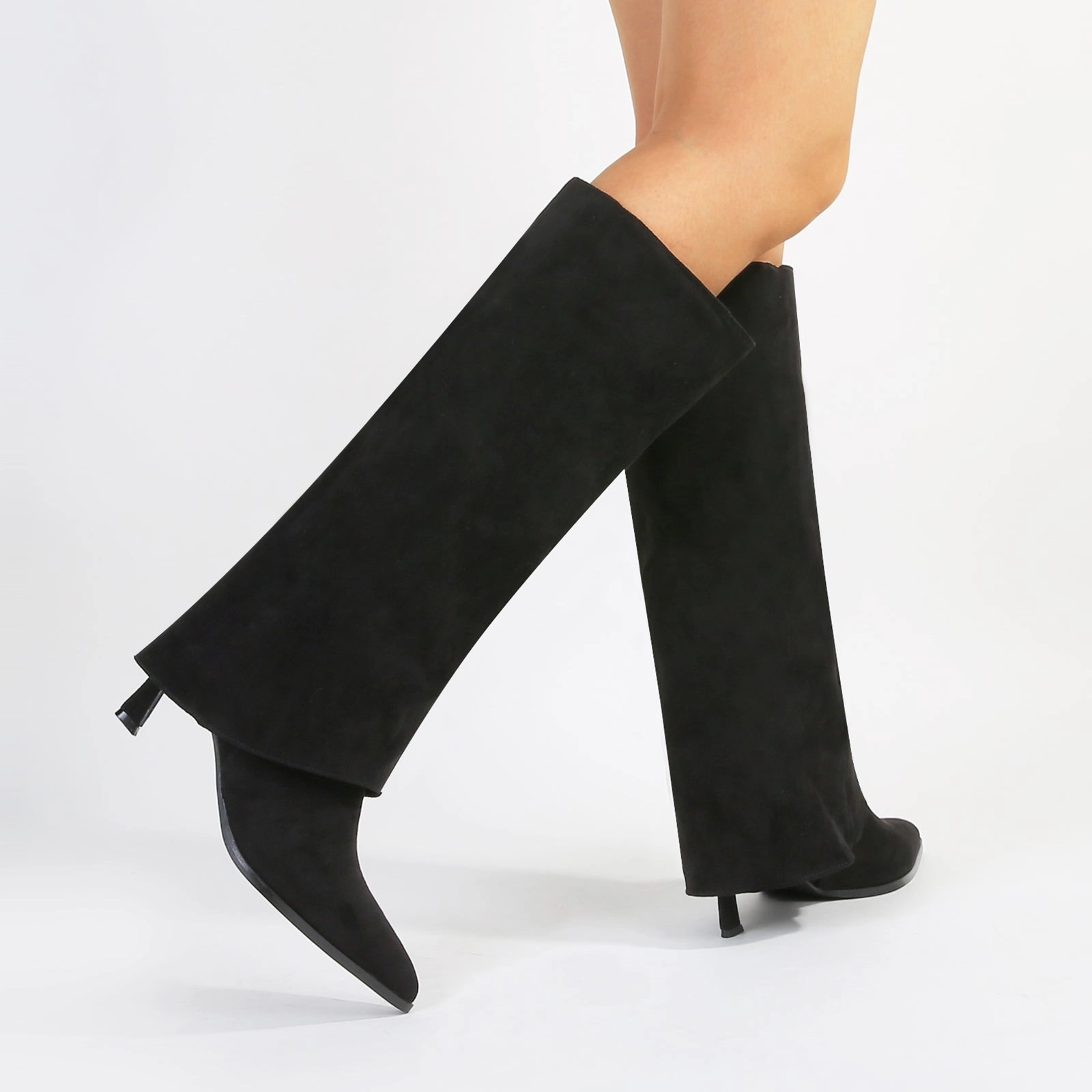 Treasure Fold-Over Suede Knee High Boots Knee High Boots Over Skinny Jeans