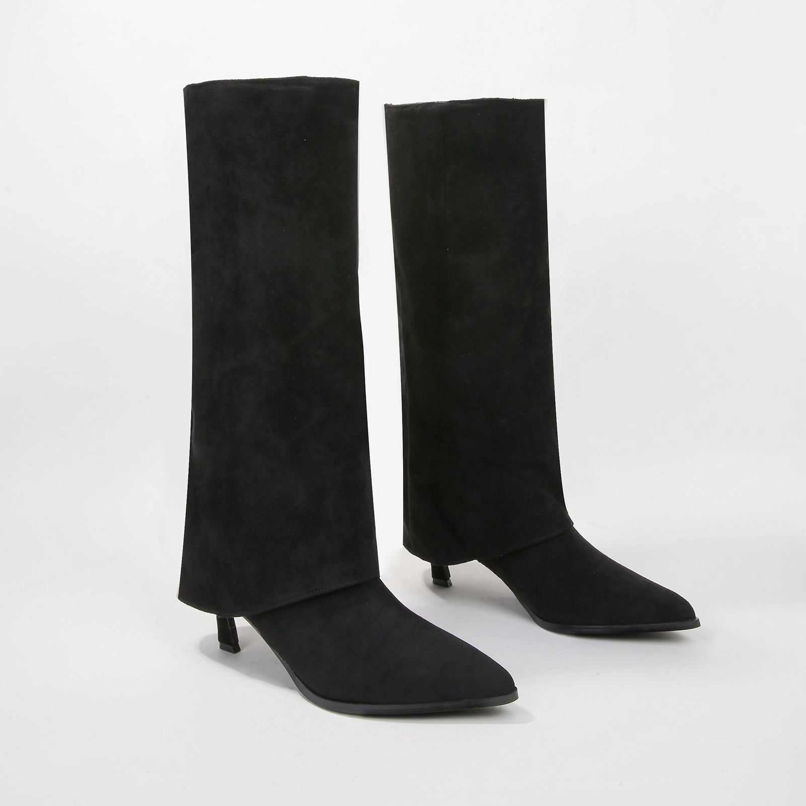 Knee High Boots Curvy Calf Treasure Fold-Over Suede Knee High Boots