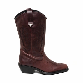 Brown Knee Boots Wallace Boot BURGUNDY