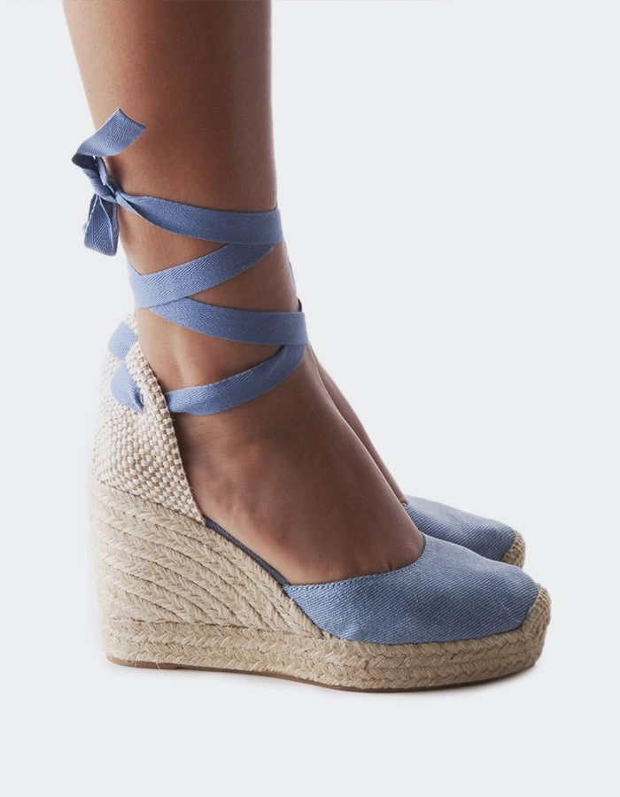 Crochet Espadrille Sandals Volta Denim Canvas