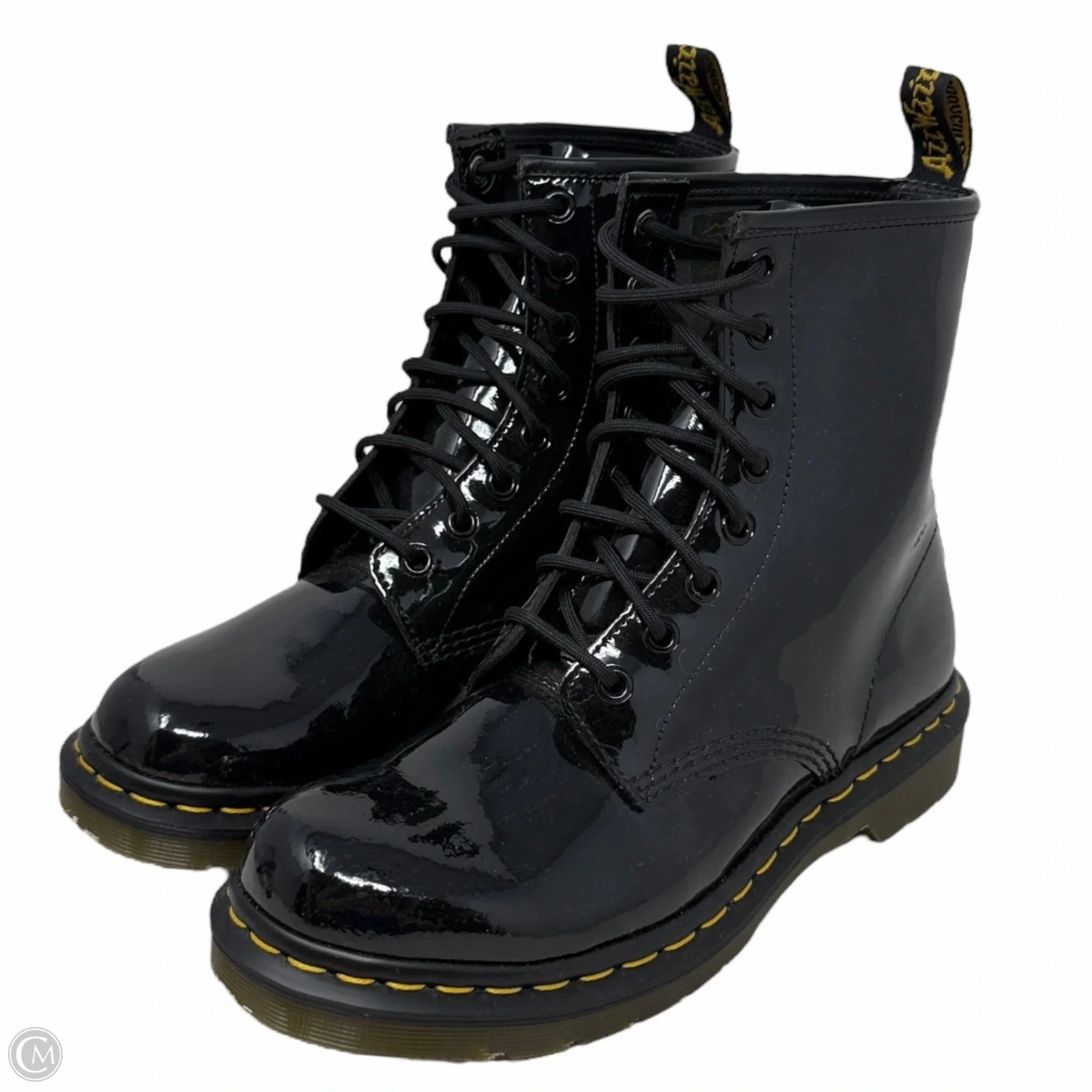1460 Patent Leather Lace Up Boots By Dr Martens In Black, Size: 9 Tan Platform Combat Boots