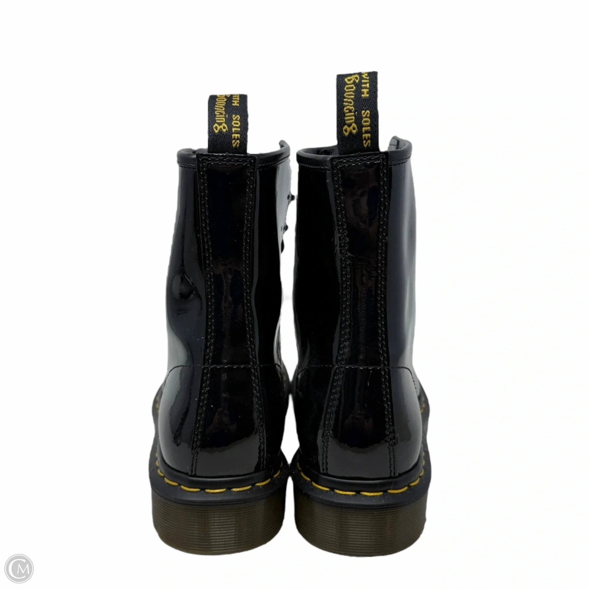 Pascal With Zip Combat Boot 1460 Patent Leather Lace Up Boots By Dr Martens In Black, Size: 9