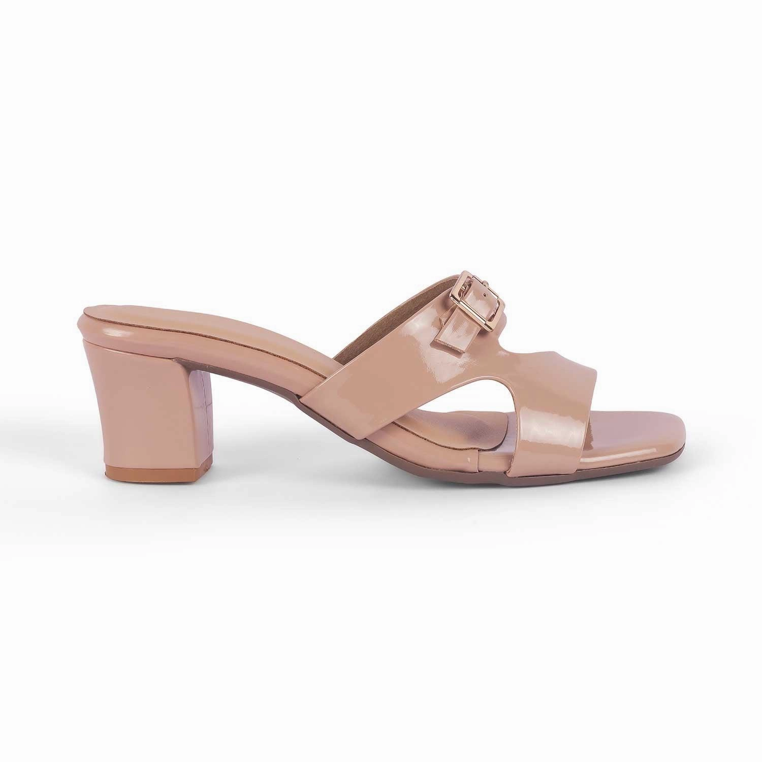 Tresmode Andal Beige Women's Dress Block Heel Sandals Double Buckle Sandals