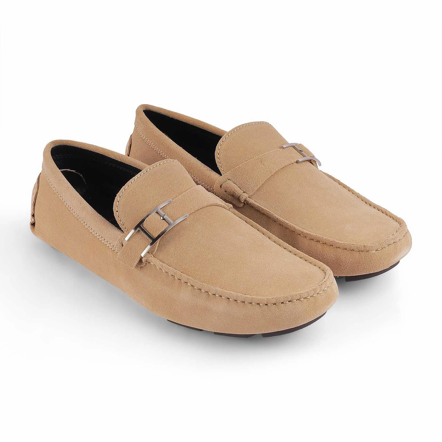 Tresmode Campin Beige Men's Leather Driving Loafers Bass Tassel Loafers