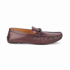 Tresmode Ferro Brown Men's Textured Leather Driving Loafers Alden Suede Loafers