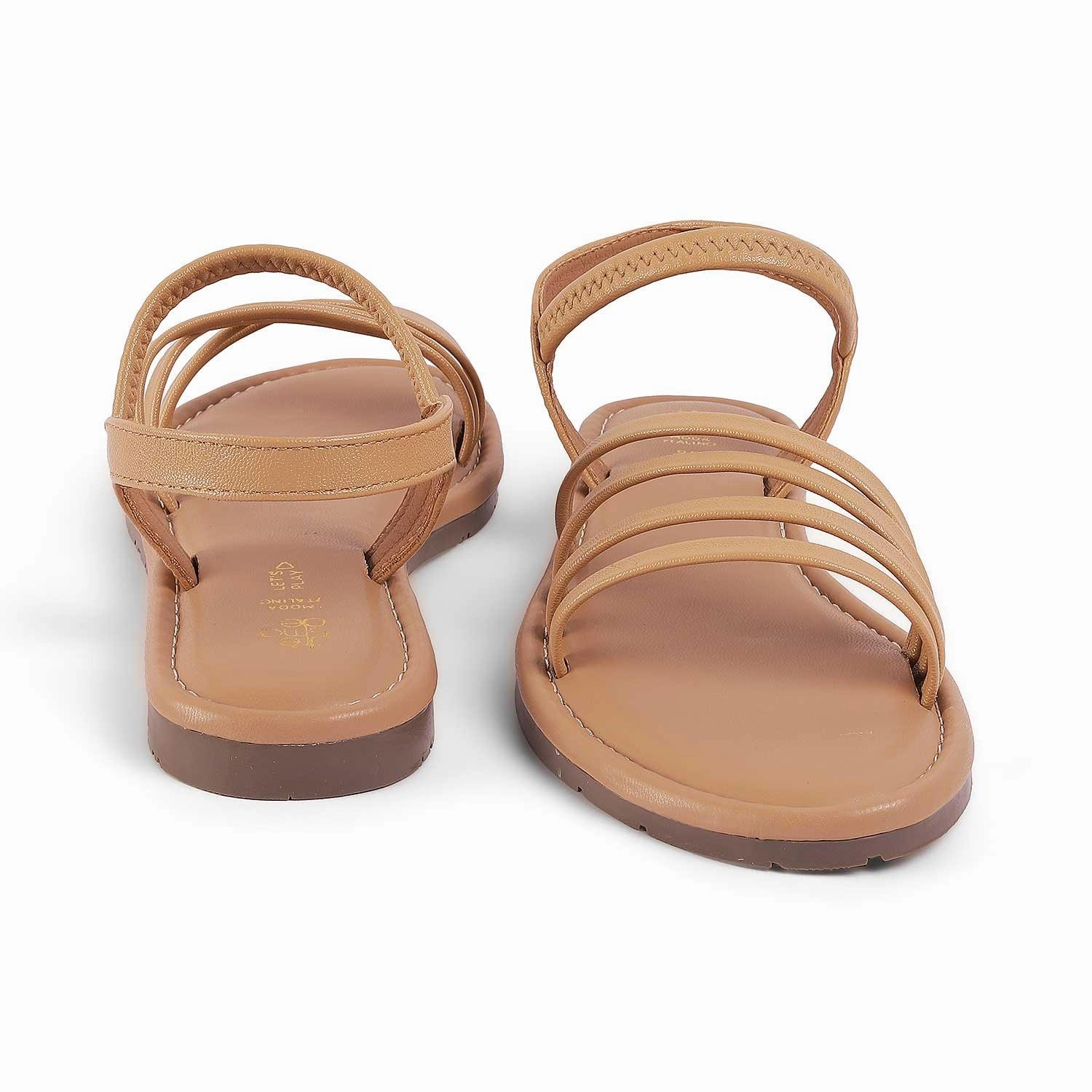 Tresmode Flastrip Beige Women's Casual Flats Shiny Flat Shoes