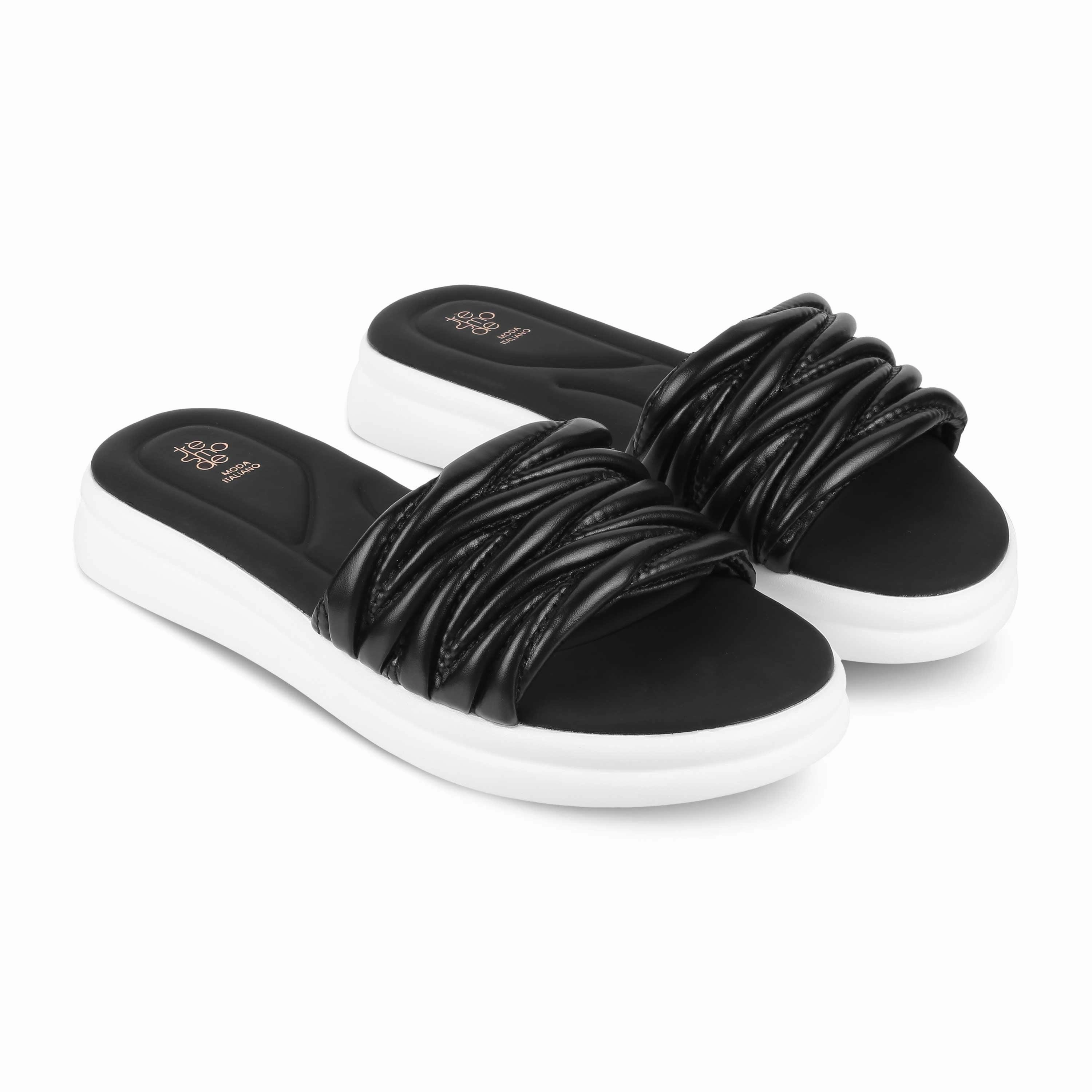 Tresmode Flatform Black Women's Casual Platform Flats Lightest Running Shoes For Flat Feet