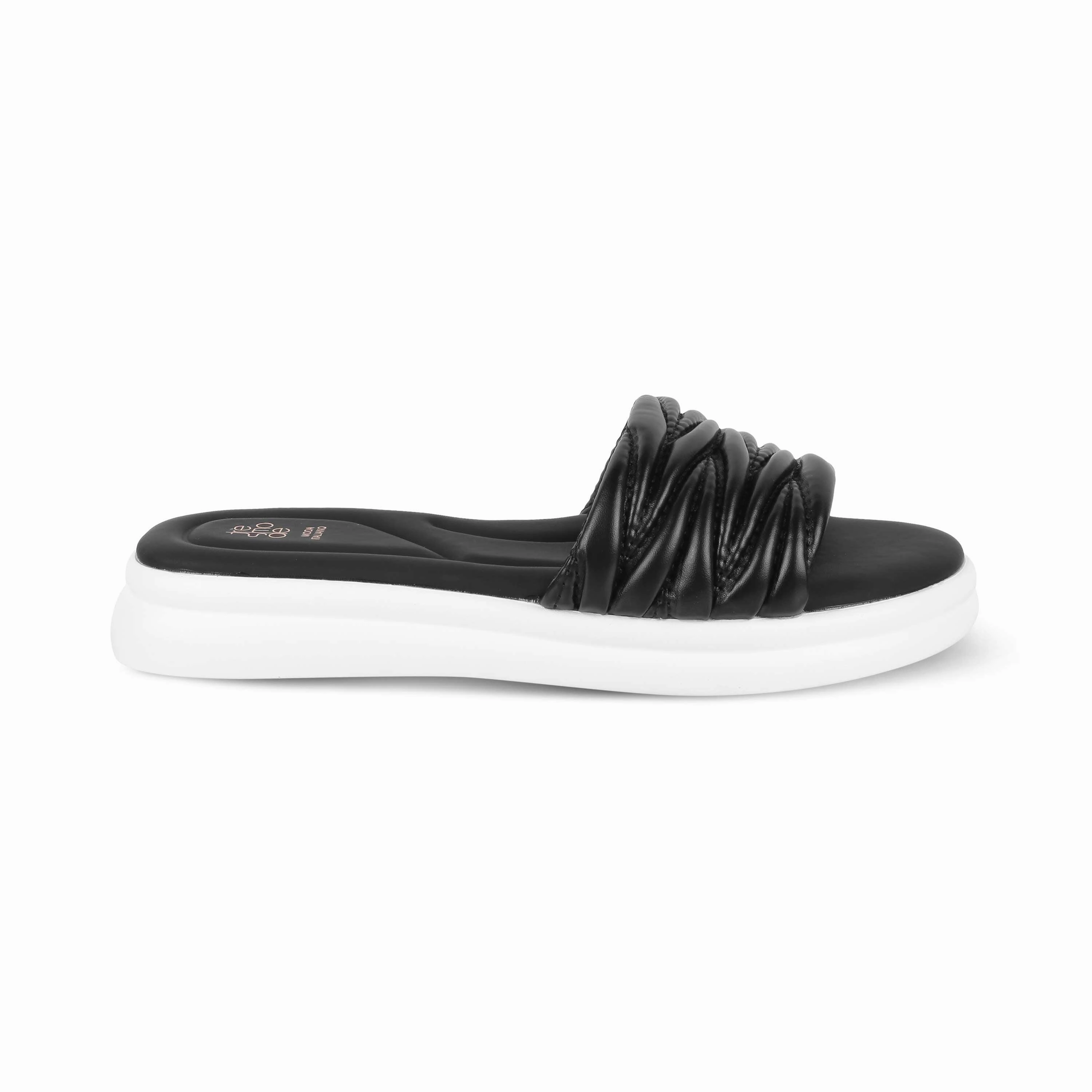 Tresmode Flatform Black Women's Casual Platform Flats Flat Shoes Wide Fitting