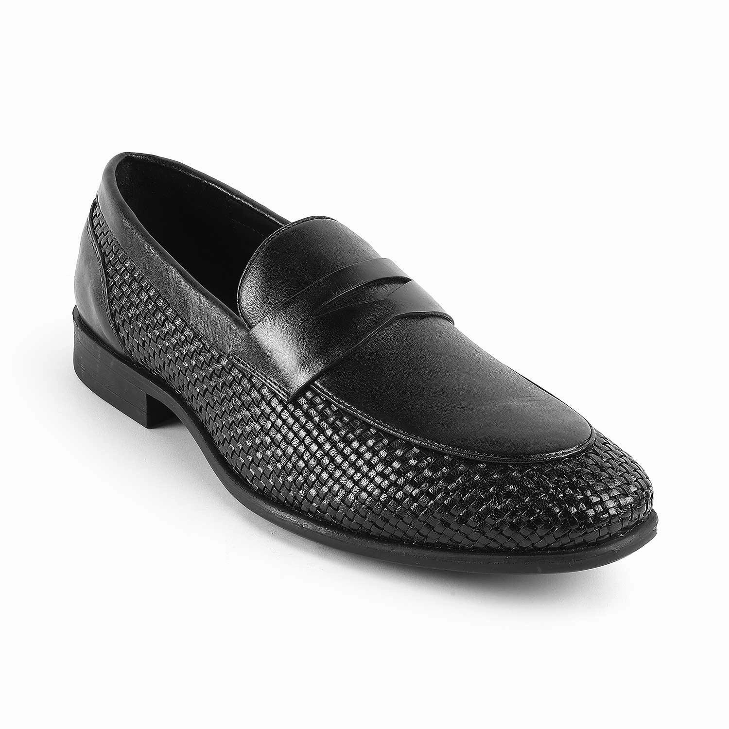 Blakc Loafers Tresmode Jim Black Men's Leather Penny Loafers