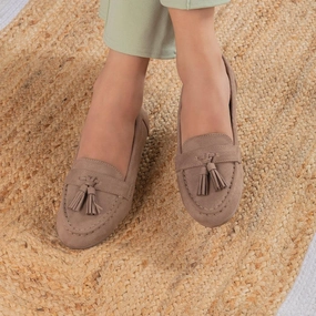 Loafers With Tux Tresmode Jonum Beige Women's Dress Tassel Loafers