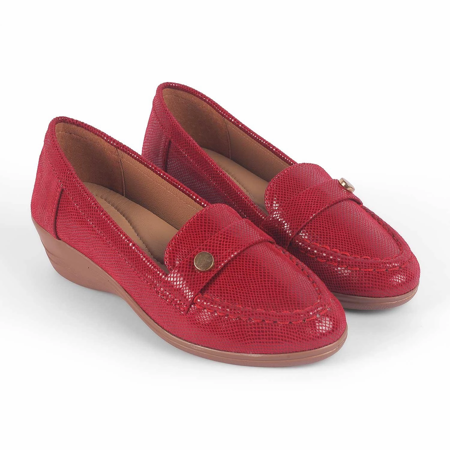 Tresmode Marcoval Red Women's Dress Wedge Loafers Fitflop Delicato Loafers