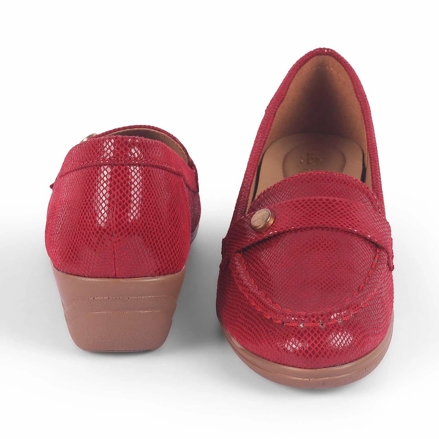 Tresmode Marcoval Red Women's Dress Wedge Loafers Dexter Penny Loafers
