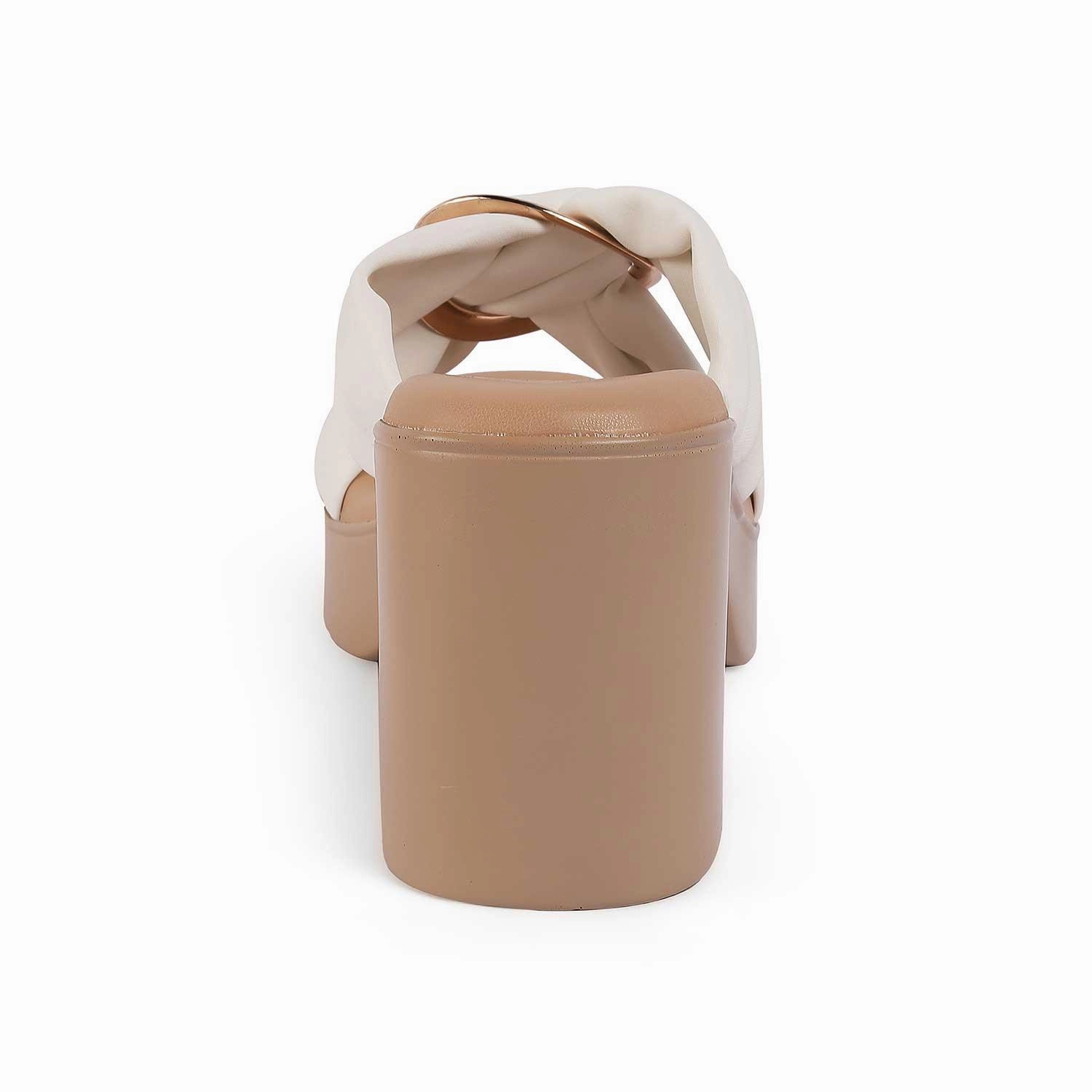 Tresmode Molin White Women's Dress Block Heel Sandals Tie Up Platform Sandals