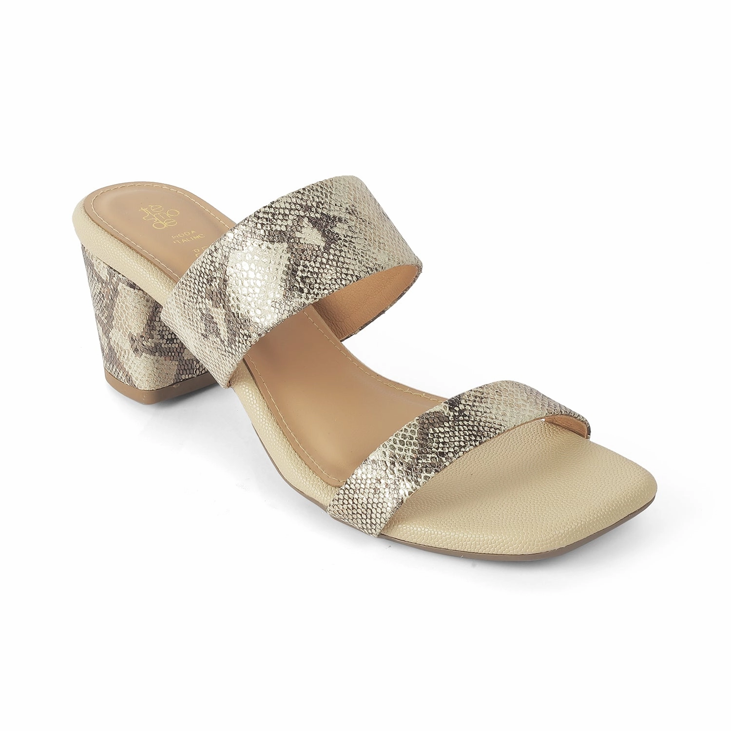 Tresmode Rentu Gold Women's Dress Block Heel Sandals Outdoor Lifestyle Sandals