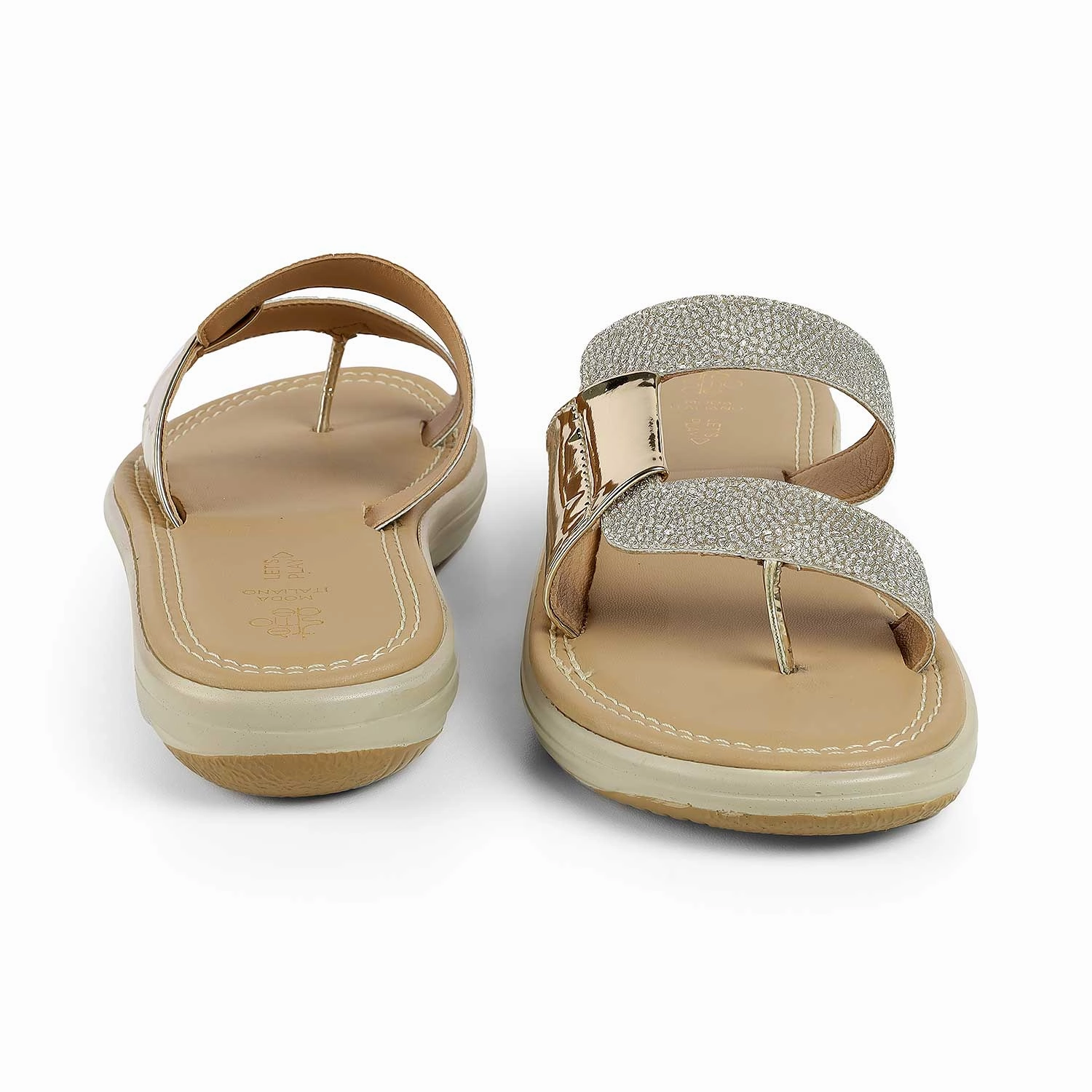 Tresmode Robila Gold Women's Dress Platform Flats Narrow Flat Shoes