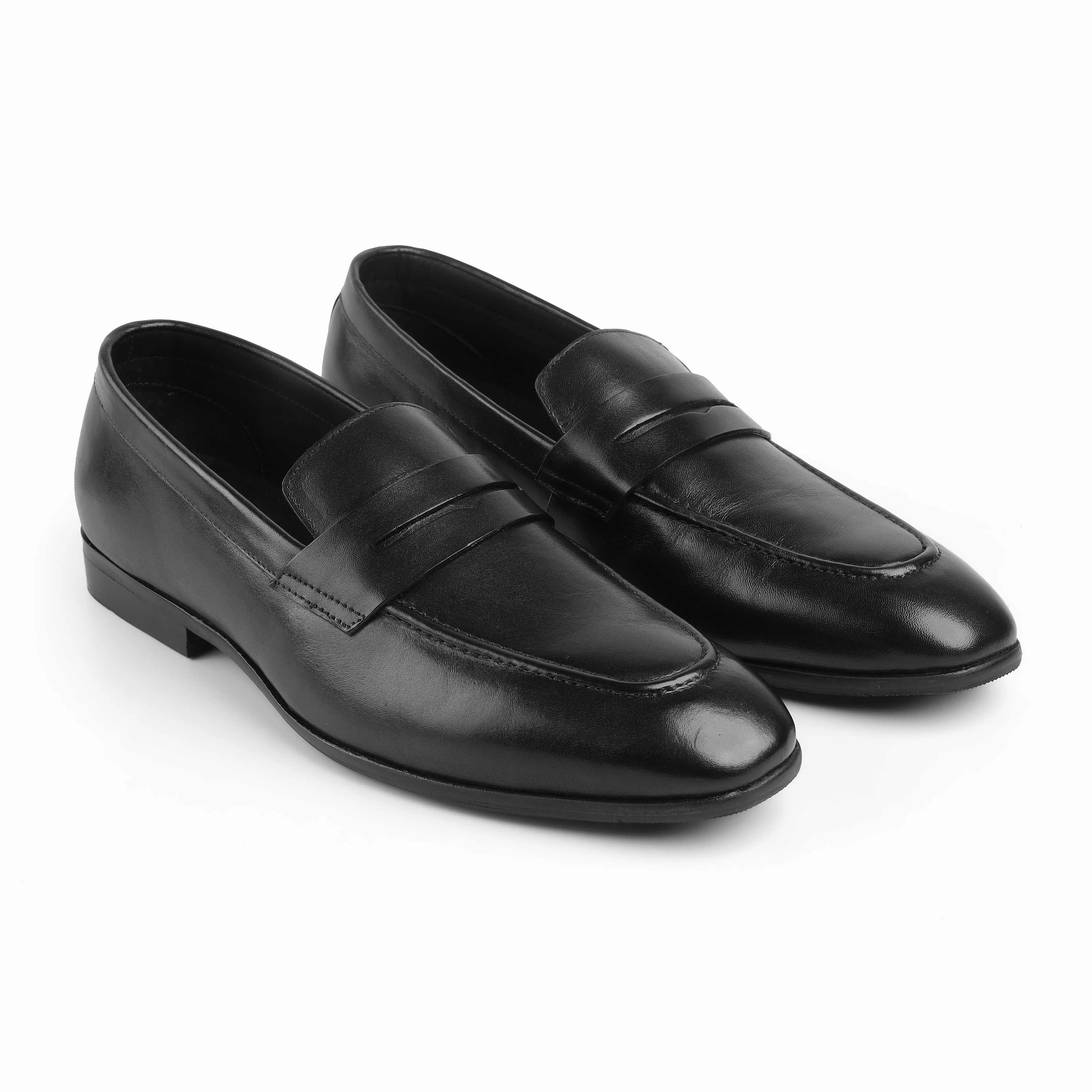 Tresmode Salved Black Men's Leather Penny Loafers Dolce Vita Lug Loafers