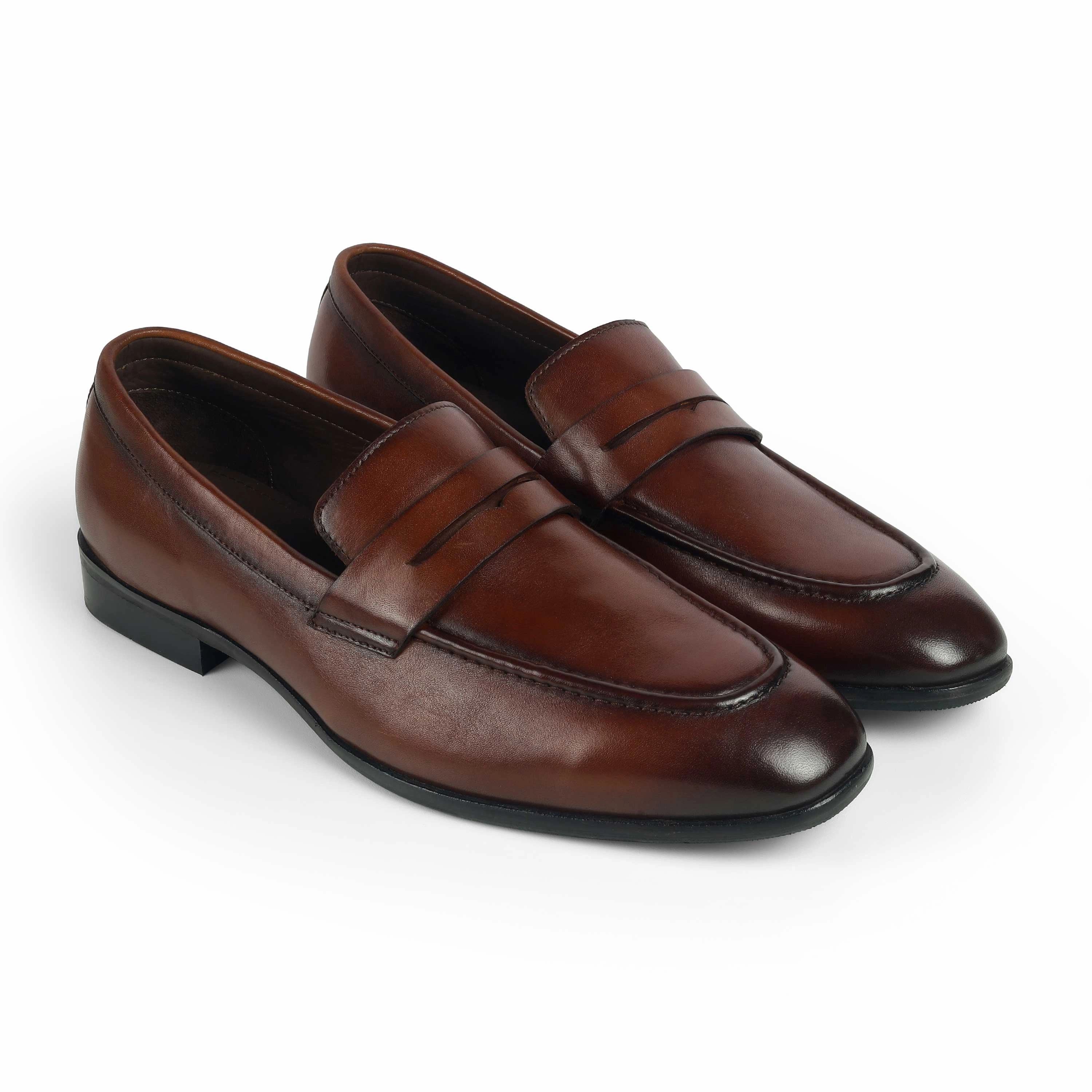 Resort Loafers Tresmode Salved Cognac Men's Leather Penny Loafers