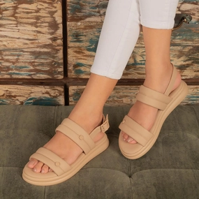 Tresmode Sanform Camel Women's Casual Platform Flats Flat Shoes Oxford