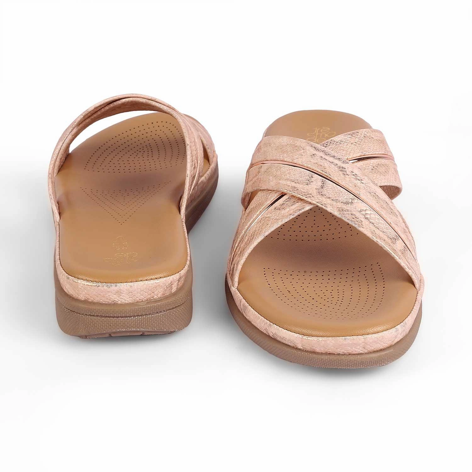 Flat Fancy Shoes Tresmode Slide Champagne Women's Casual Flats