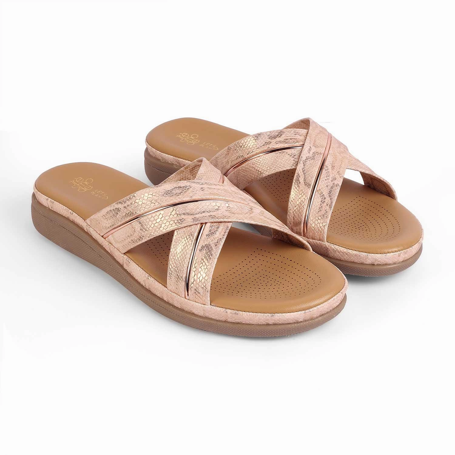 Tresmode Slide Champagne Women's Casual Flats Yellow Flat Shoes