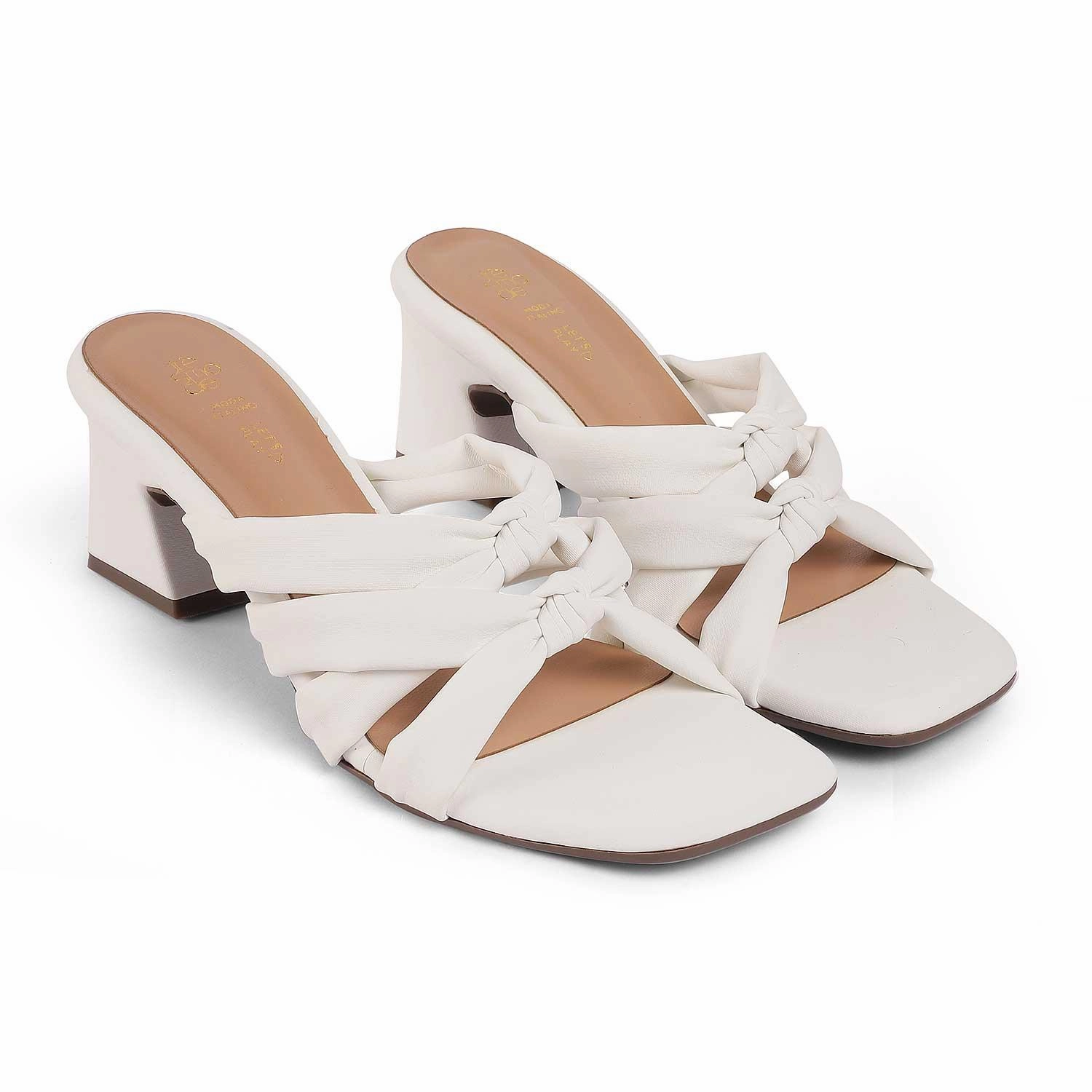 Tresmode Sofstrip White Women's Casual Block Heel Sandals Yoga Mat Sandals