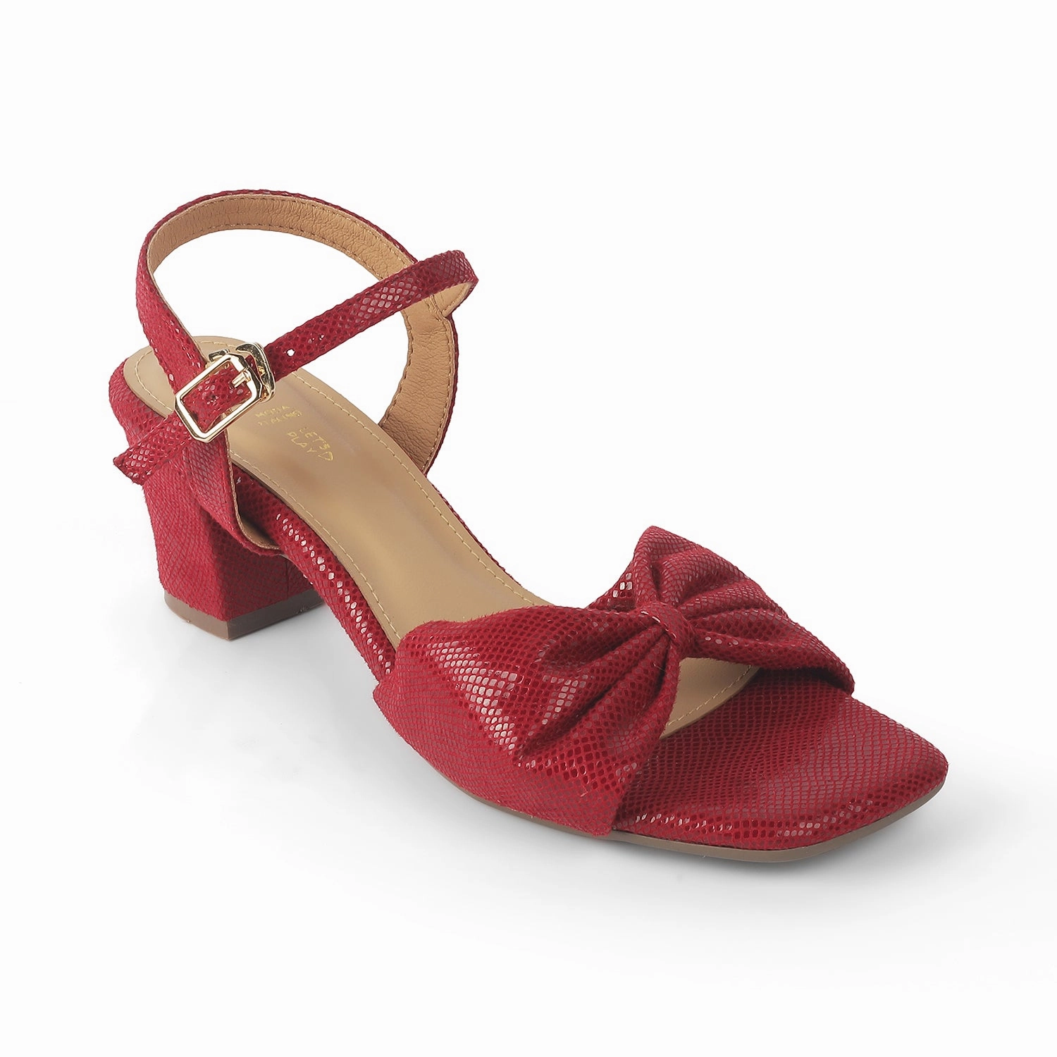 Tresmode Trenton Red Women's Dress Block Heel Sandals Pool Sandals