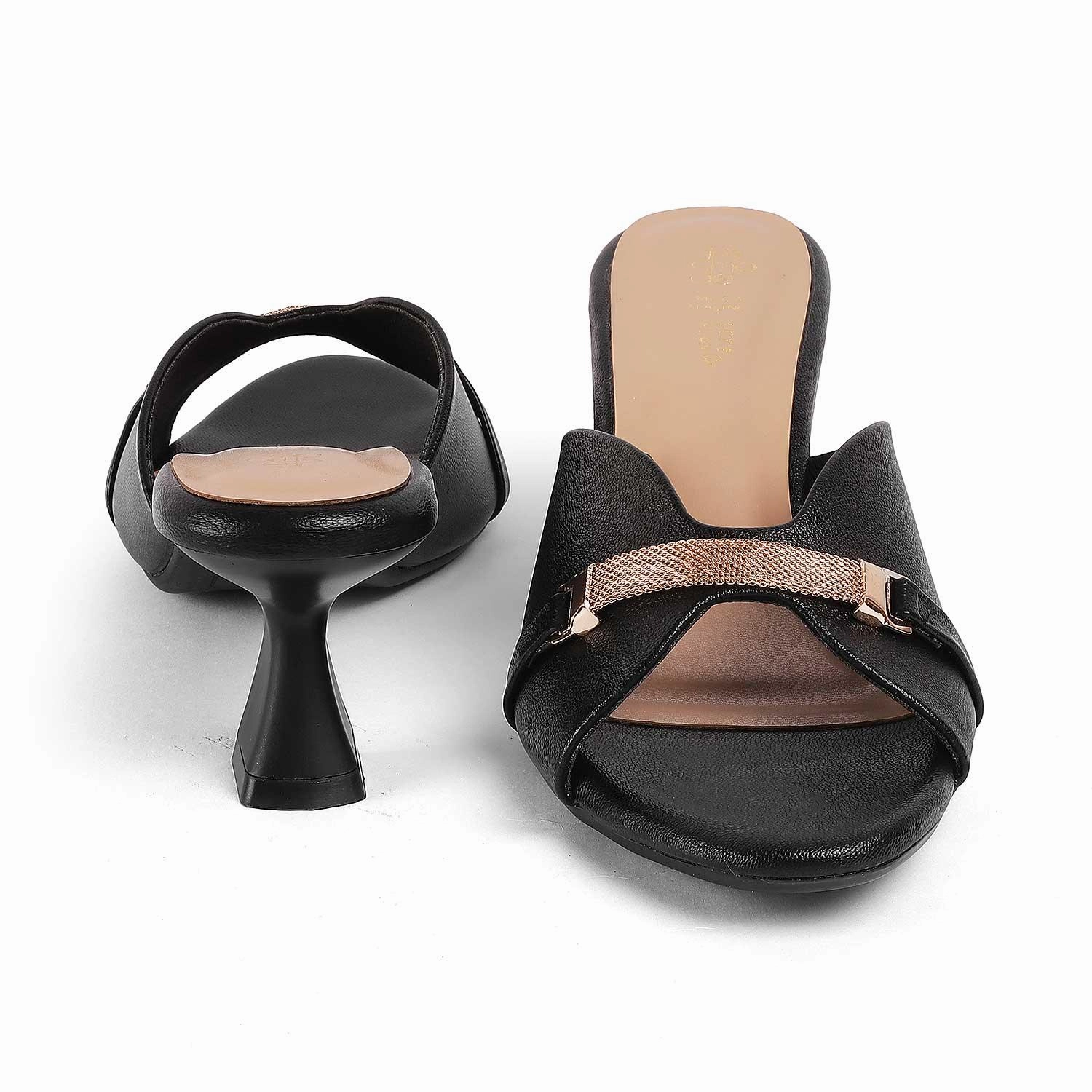 Tresmode Trigger Black Women's Dress Heel Sandals Tom Sandals