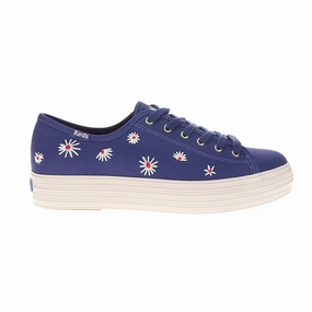 Cheap Tennis Shoes Near Me Triple Kick Canvas Daisy Embroidery Lace Up Sneakers