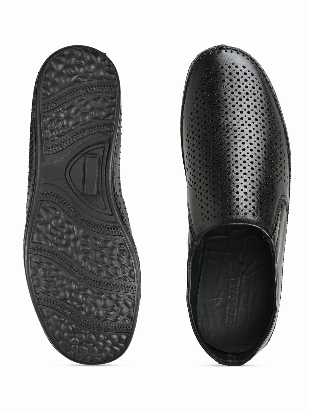 Aldo Sandals Regal Black Men Laser Cut Leather Mules