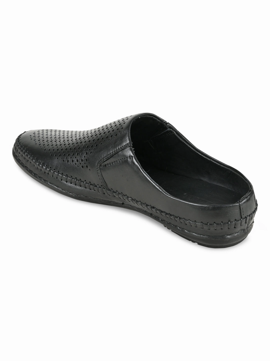 Shoe Inserts For Sandals Regal Black Men Laser Cut Leather Mules