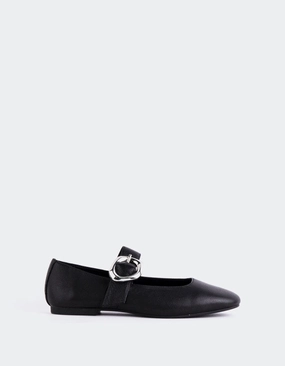 St. Agni Mary Jane Flatform Shoes Vady Black Leather