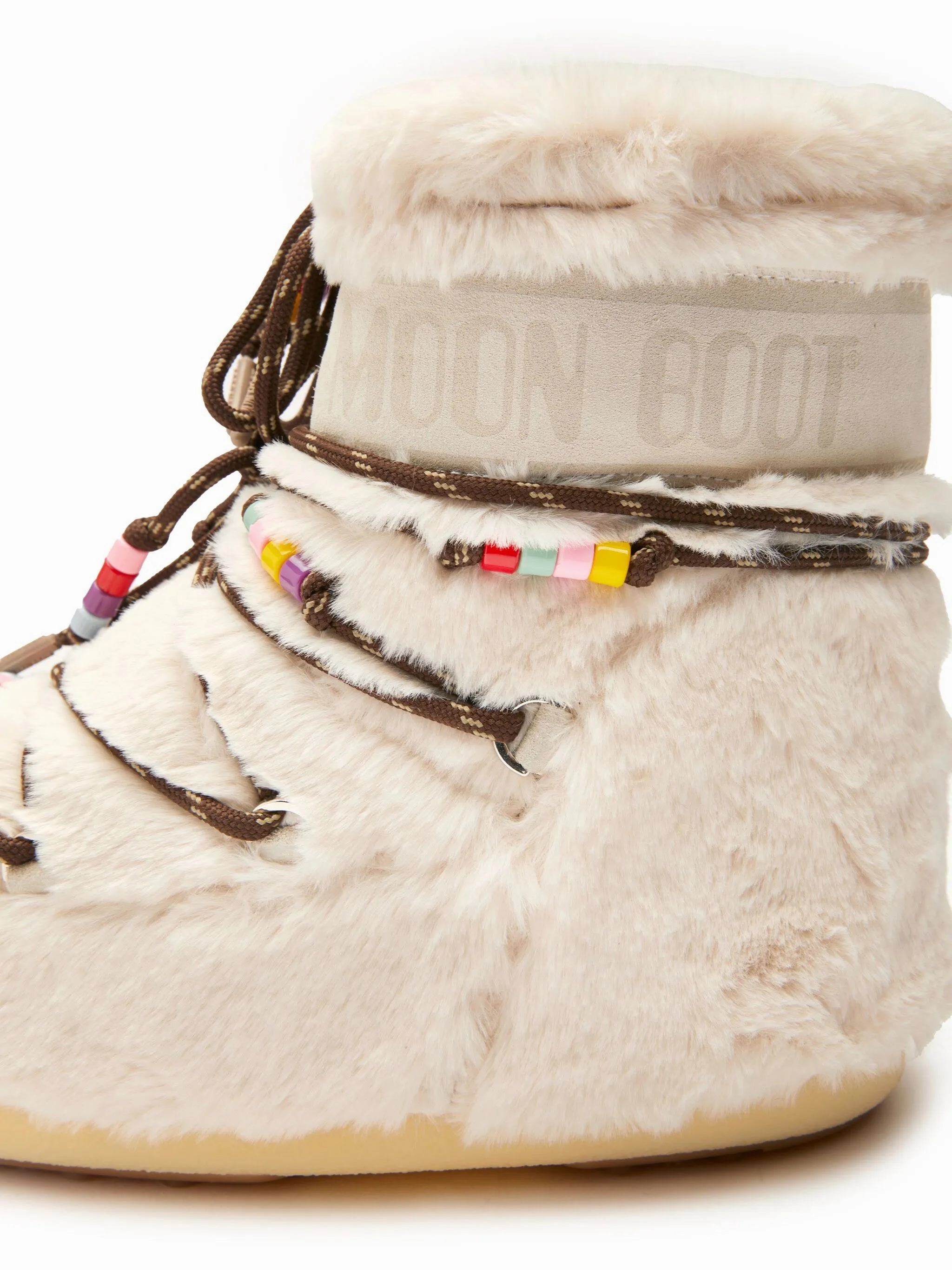 Icon Low faux-fur beaded boots Full Grain Leather Boots