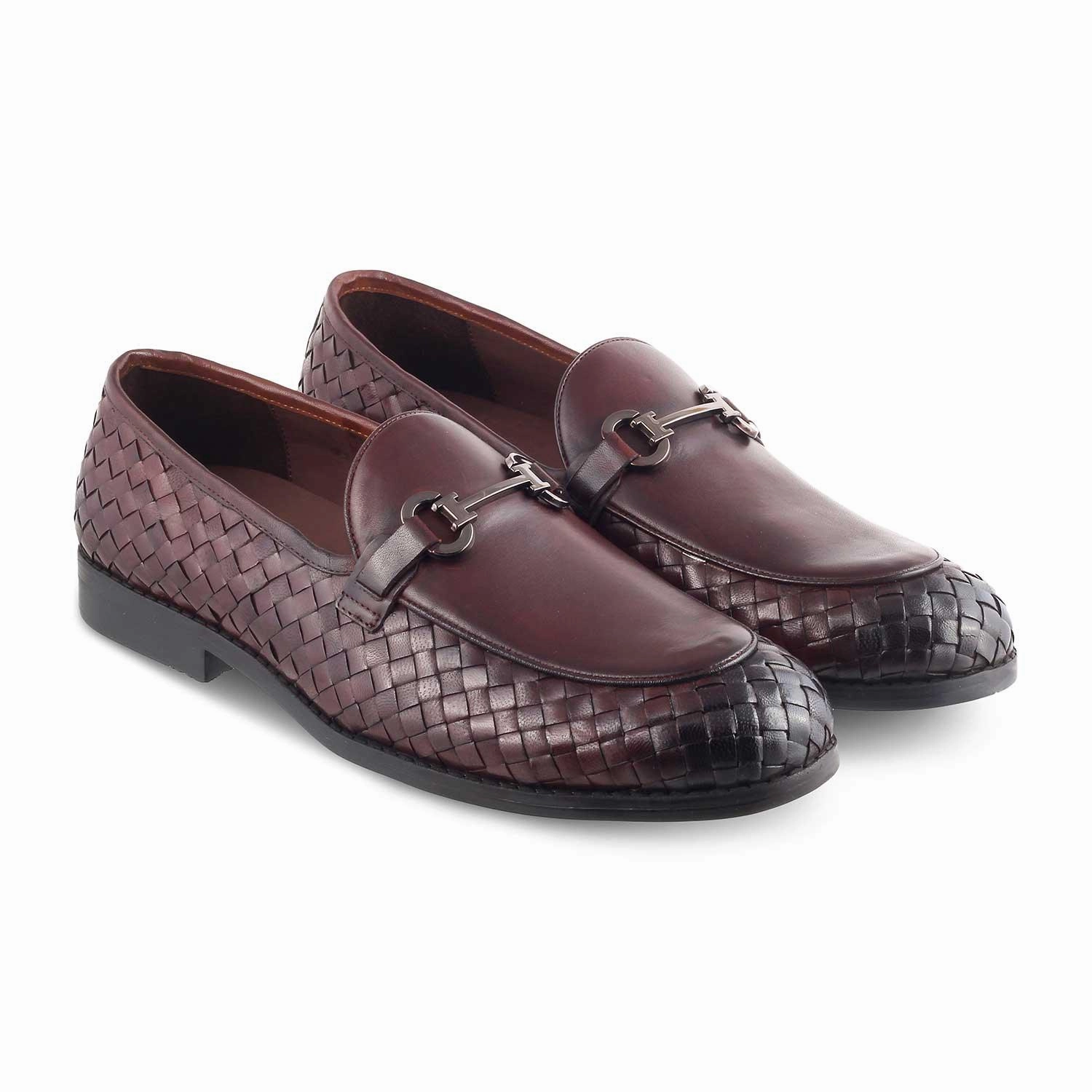 The Comme Brown Men's Leather Loafers Tresmode Safety Toe Loafers