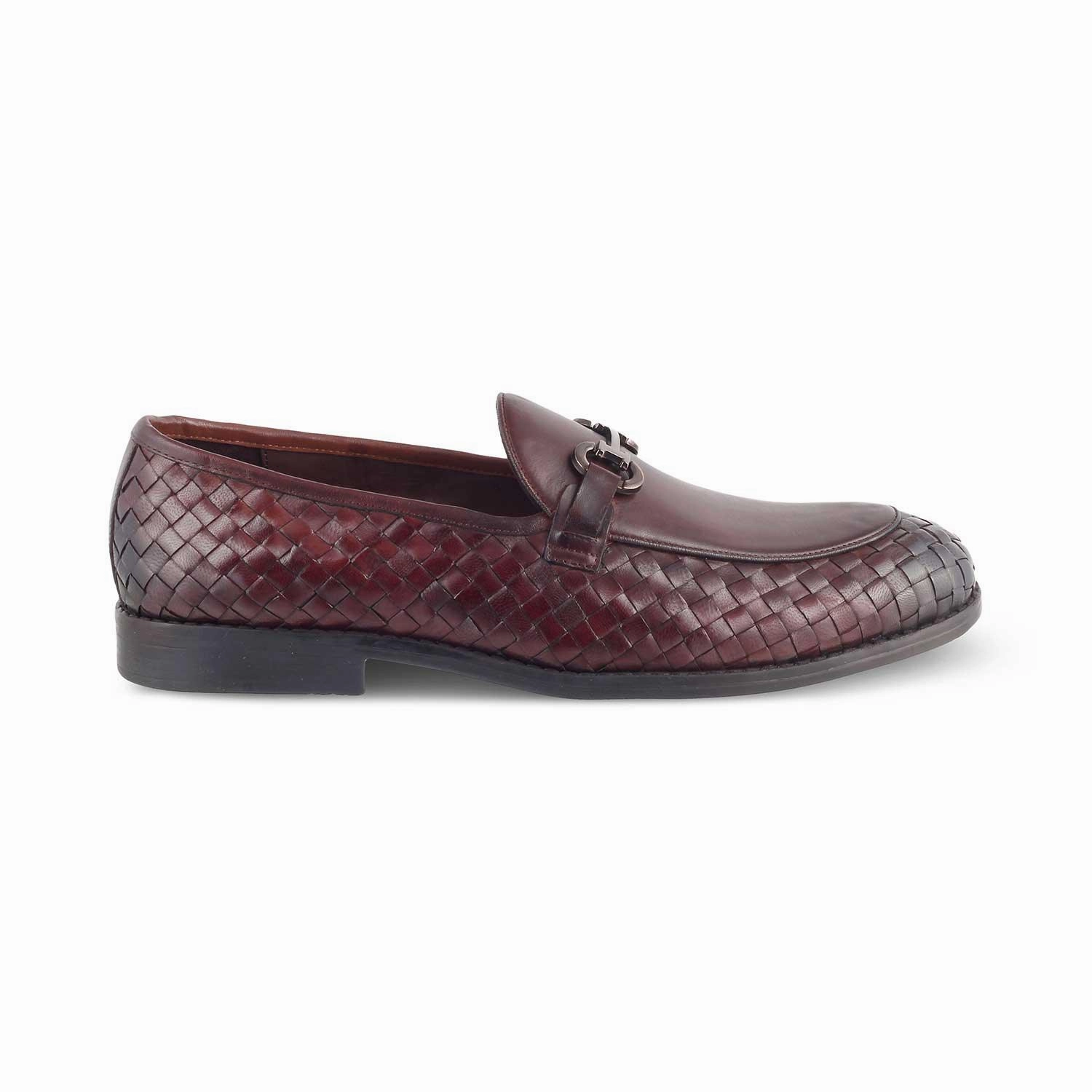 The Comme Brown Men's Leather Loafers Tresmode Loafers Silver Buckle