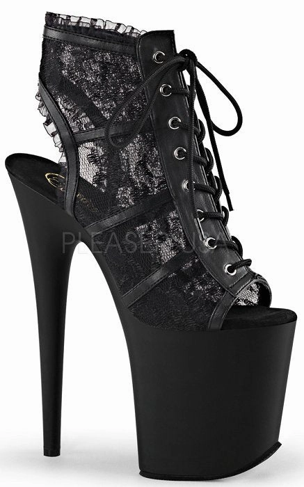 Boots Square Toe 8" Open Toe Lace Ankle Boot (FLAMINGO-896LC)