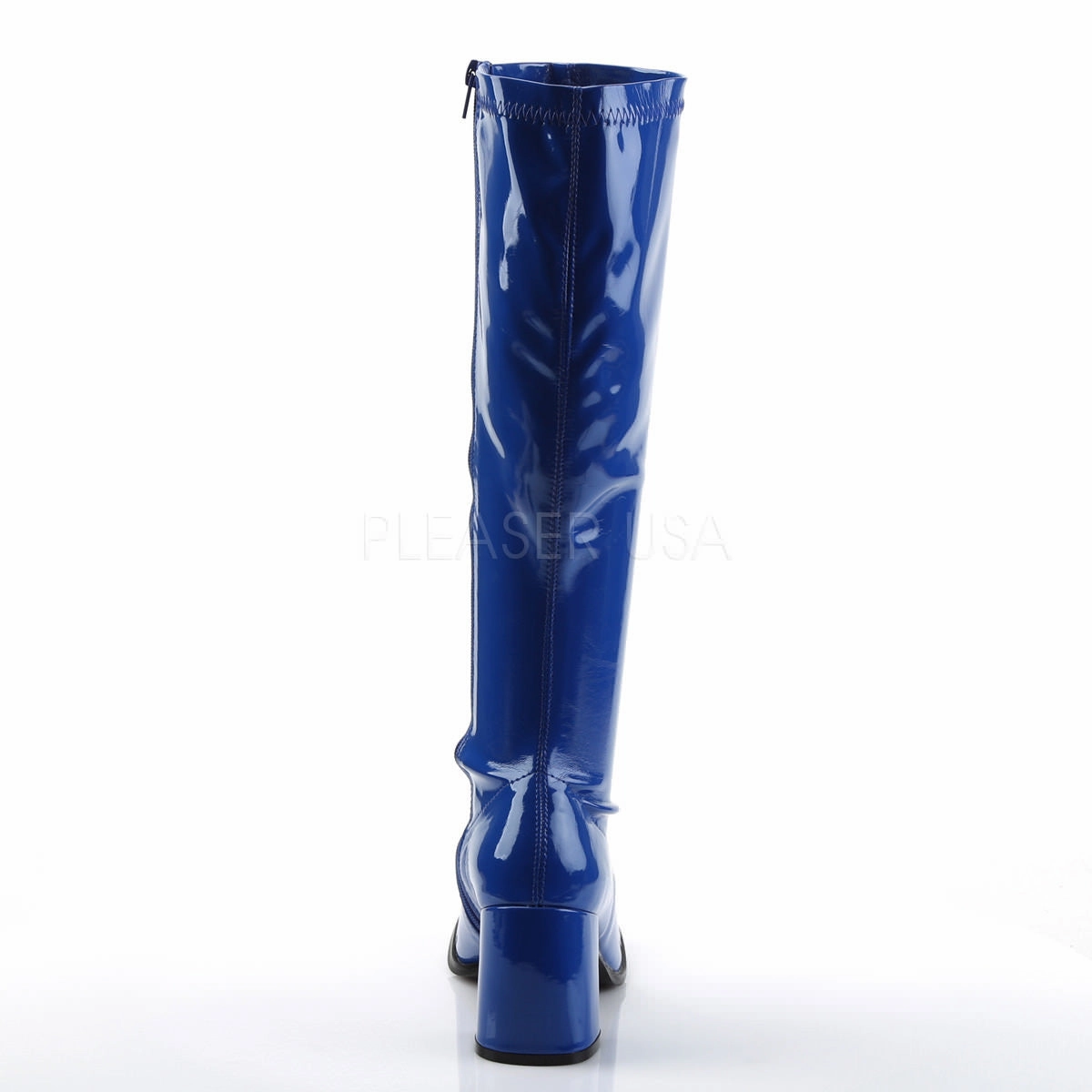Sylvia Knee High Boot 3 Inch Heel GOGO-300 Navy Blue Pat
