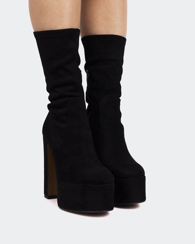 Dixie Black Suede Stretch London Rag Chelsea Boots