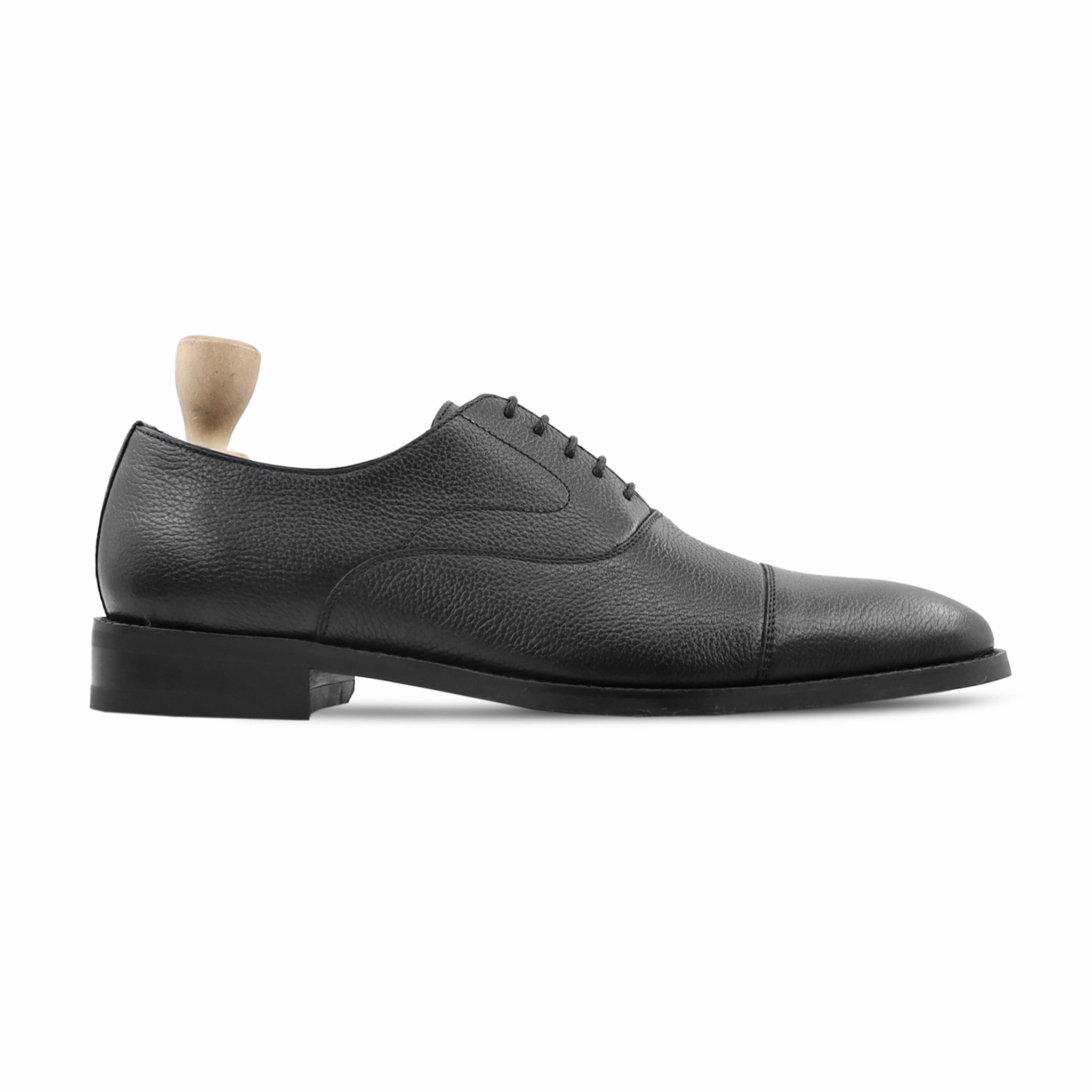 Warsaw - Men's Black Pebble Grain Leather Oxford Shoe Platform Oxfords